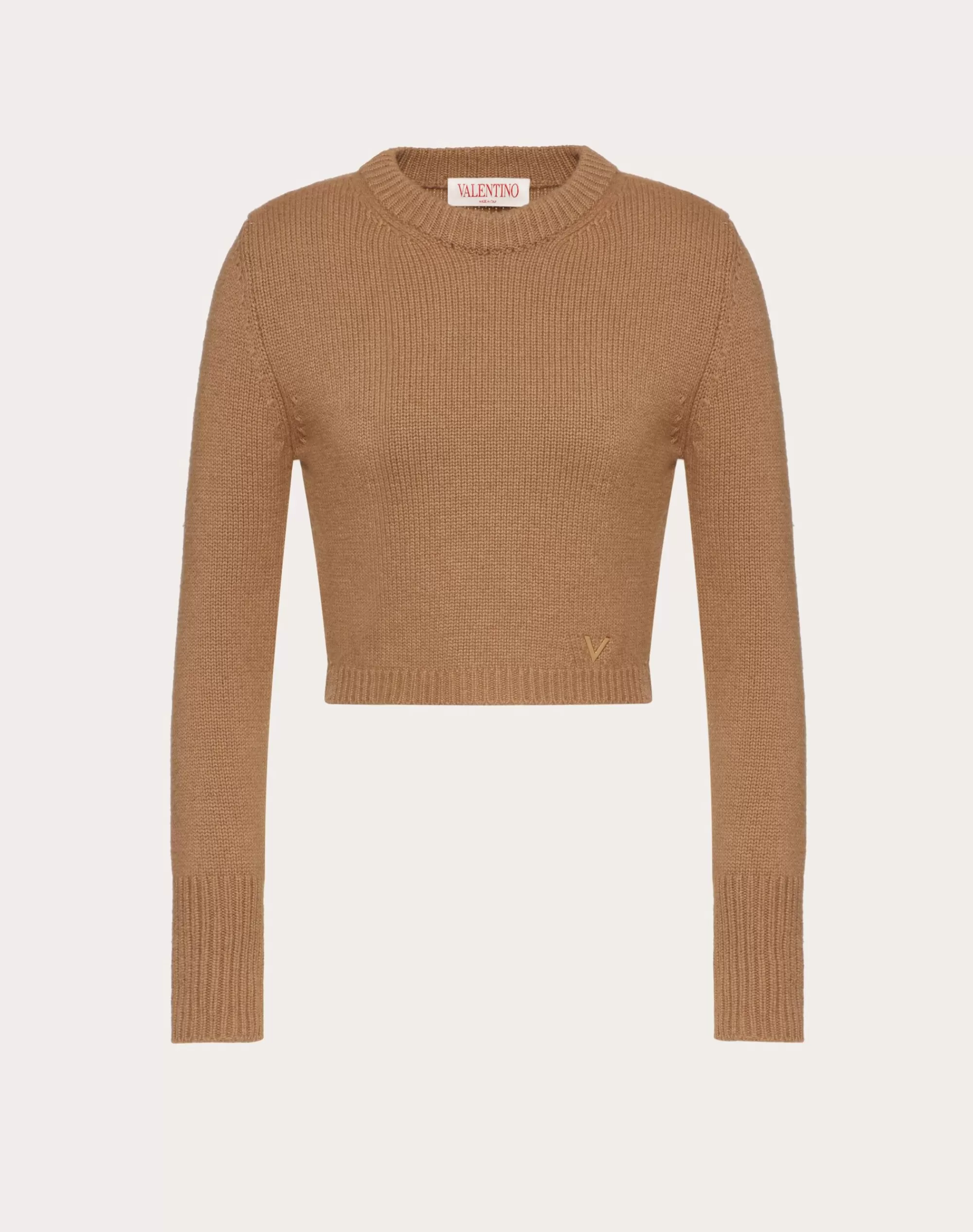 Valentino V GOLD CASHMERE JUMPER Camel Hot