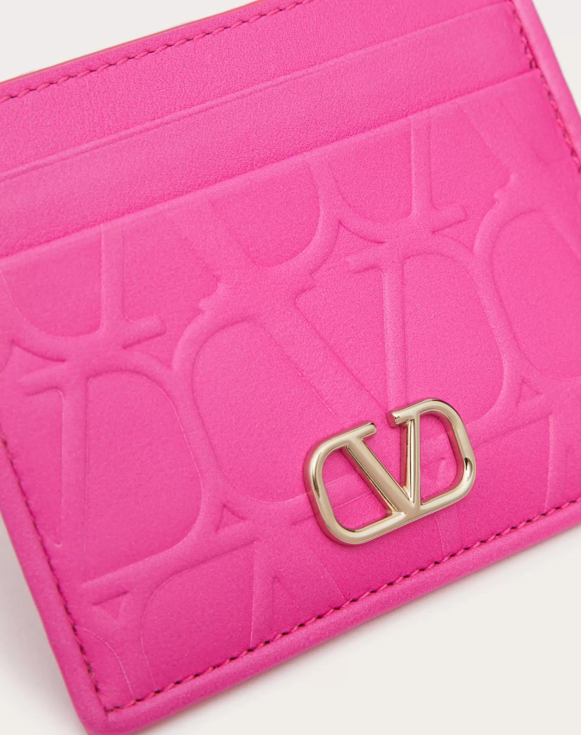 Valentino GARAVANI TOILE ICONOGRAPHE LEATHER CARDHOLDER IN CALFSKIN PinkPp New