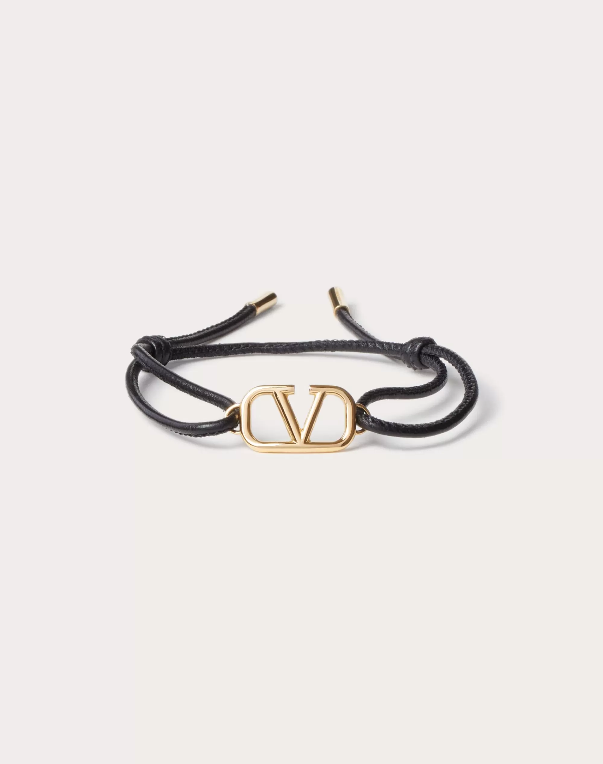 Valentino GARAVANI VLOGO SIGNATURE LEATHER BRACELET Black Flash Sale