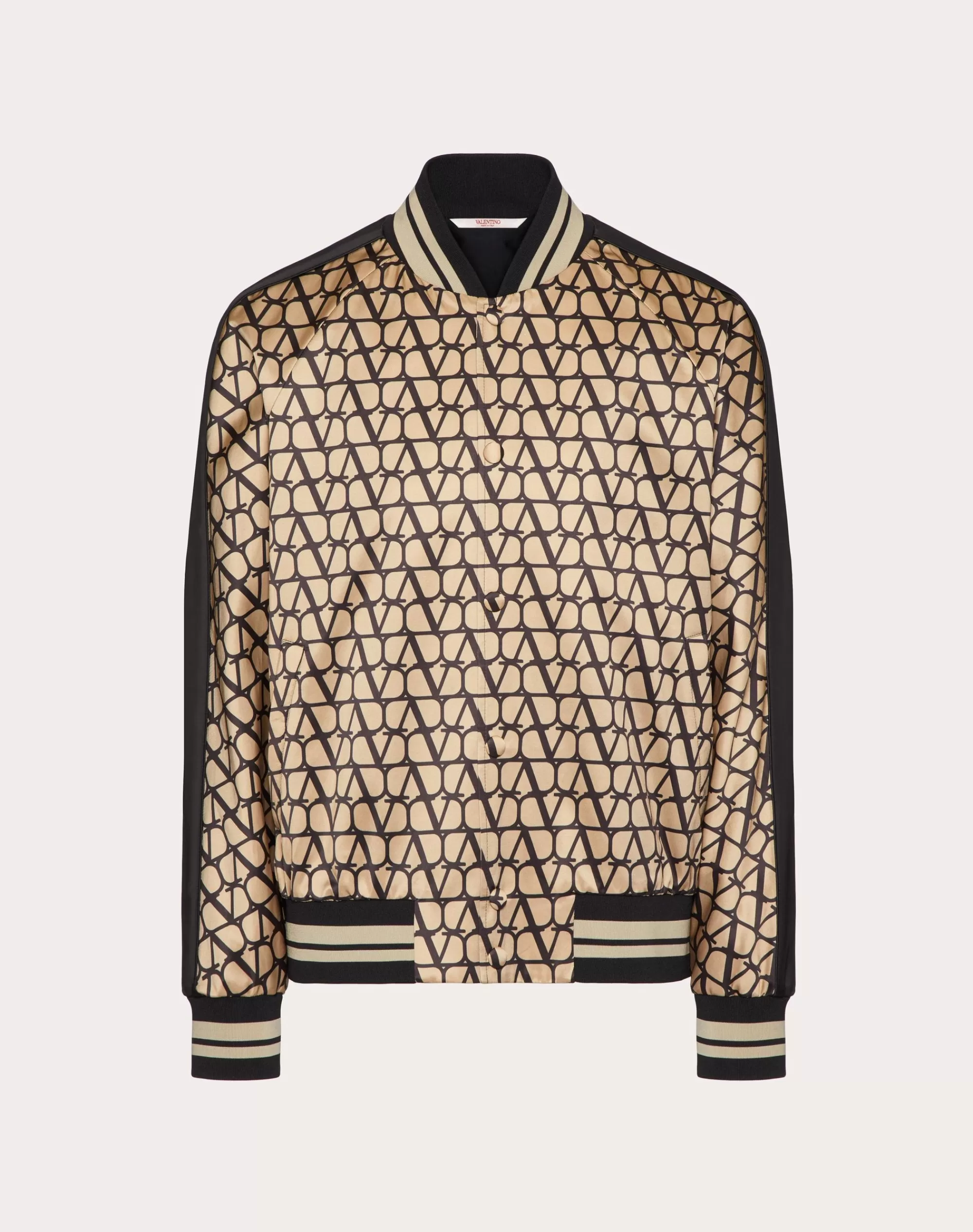 Valentino VISCOSE BOMBER JACKET WITH TOILE ICONOGRAPHE PRINT Beige/black Shop