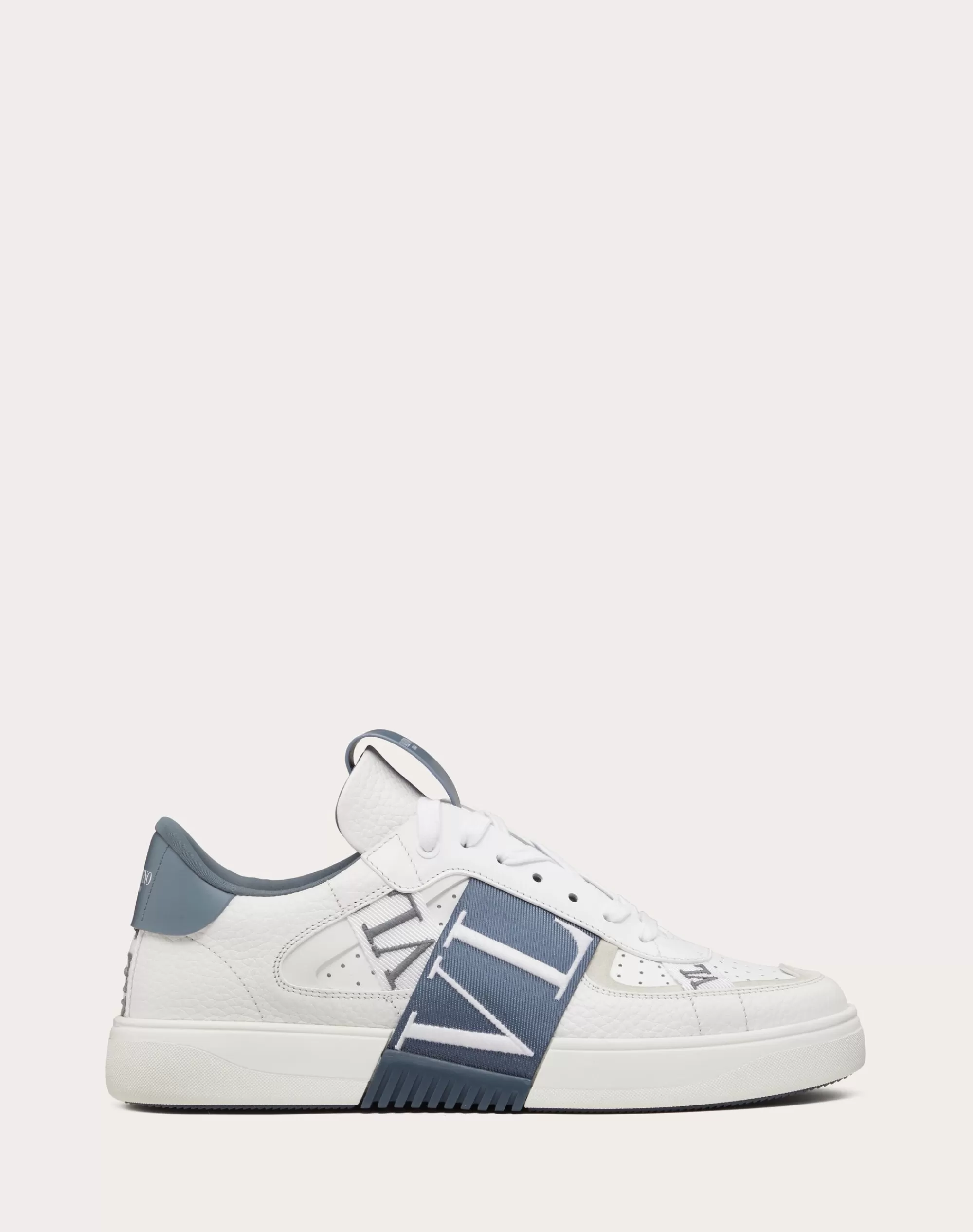 Valentino VL7N LOW-TOP CALFSKIN AND FABRIC SNEAKER WITH BANDS White/blue Hot