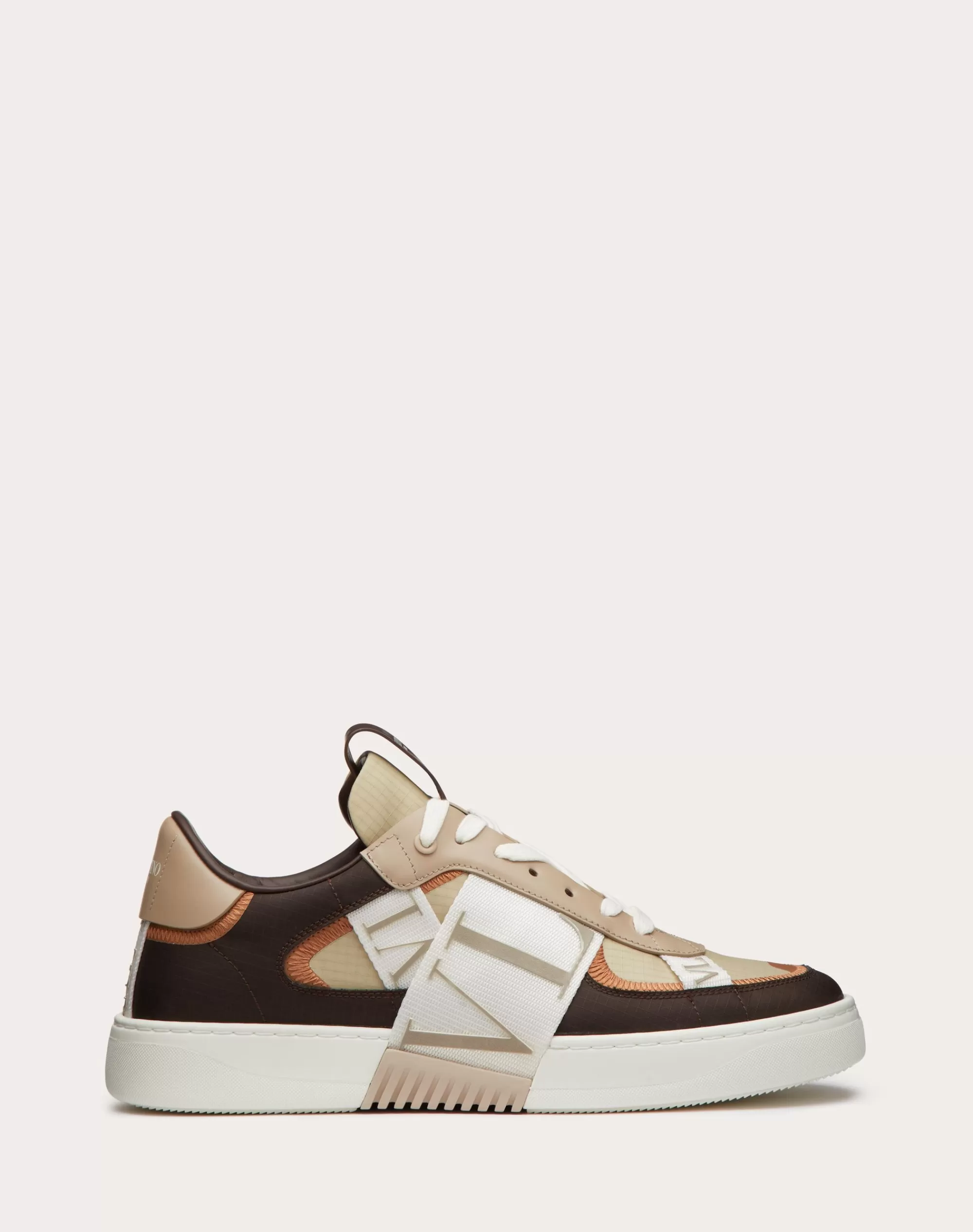 Valentino VL7N LOW-TOP CALFSKIN AND NYLON BANDED SNEAKER Fondant Cheap