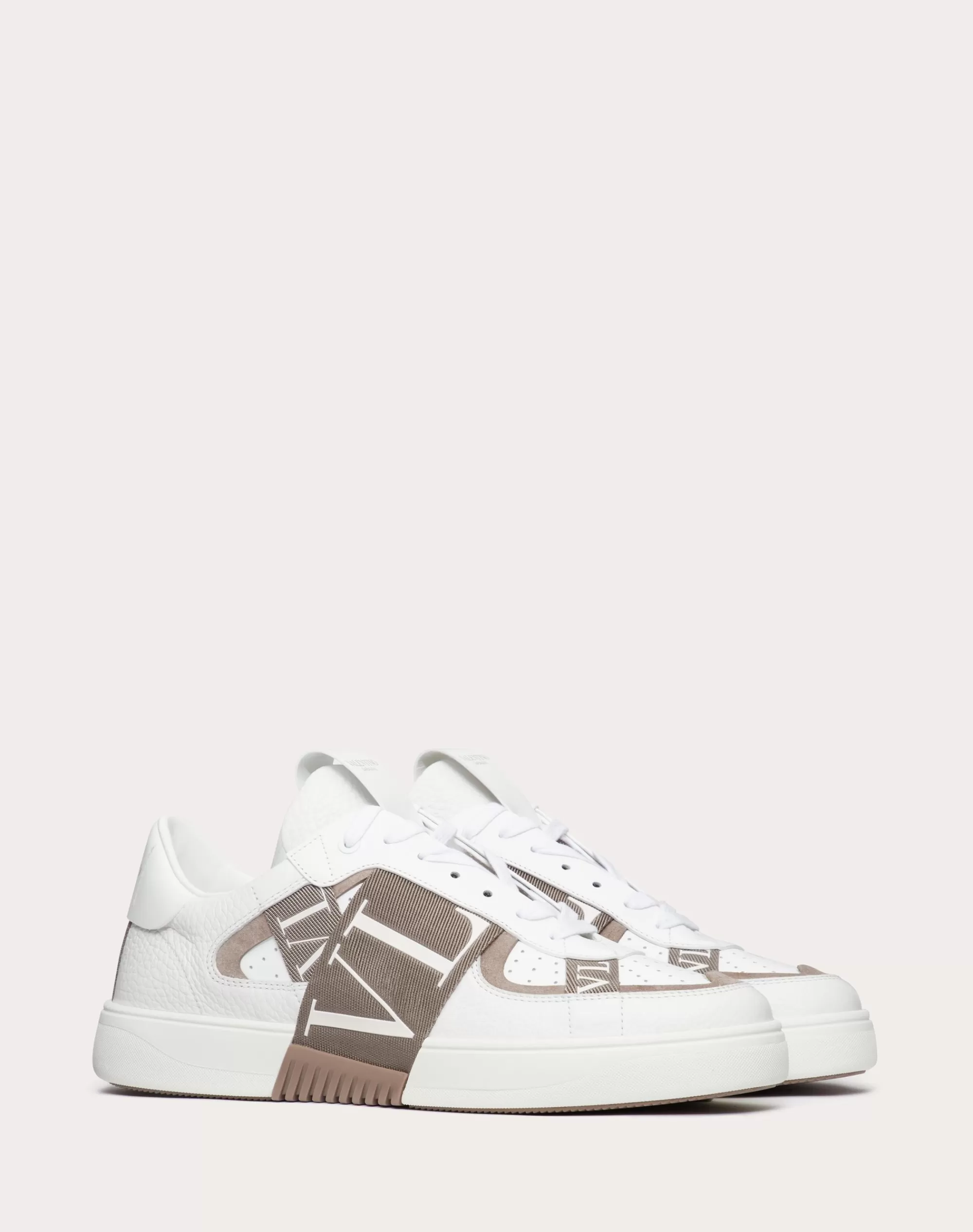 Valentino VL7N LOW-TOP CALFSKIN SNEAKER WITH BANDS White/clay Fashion