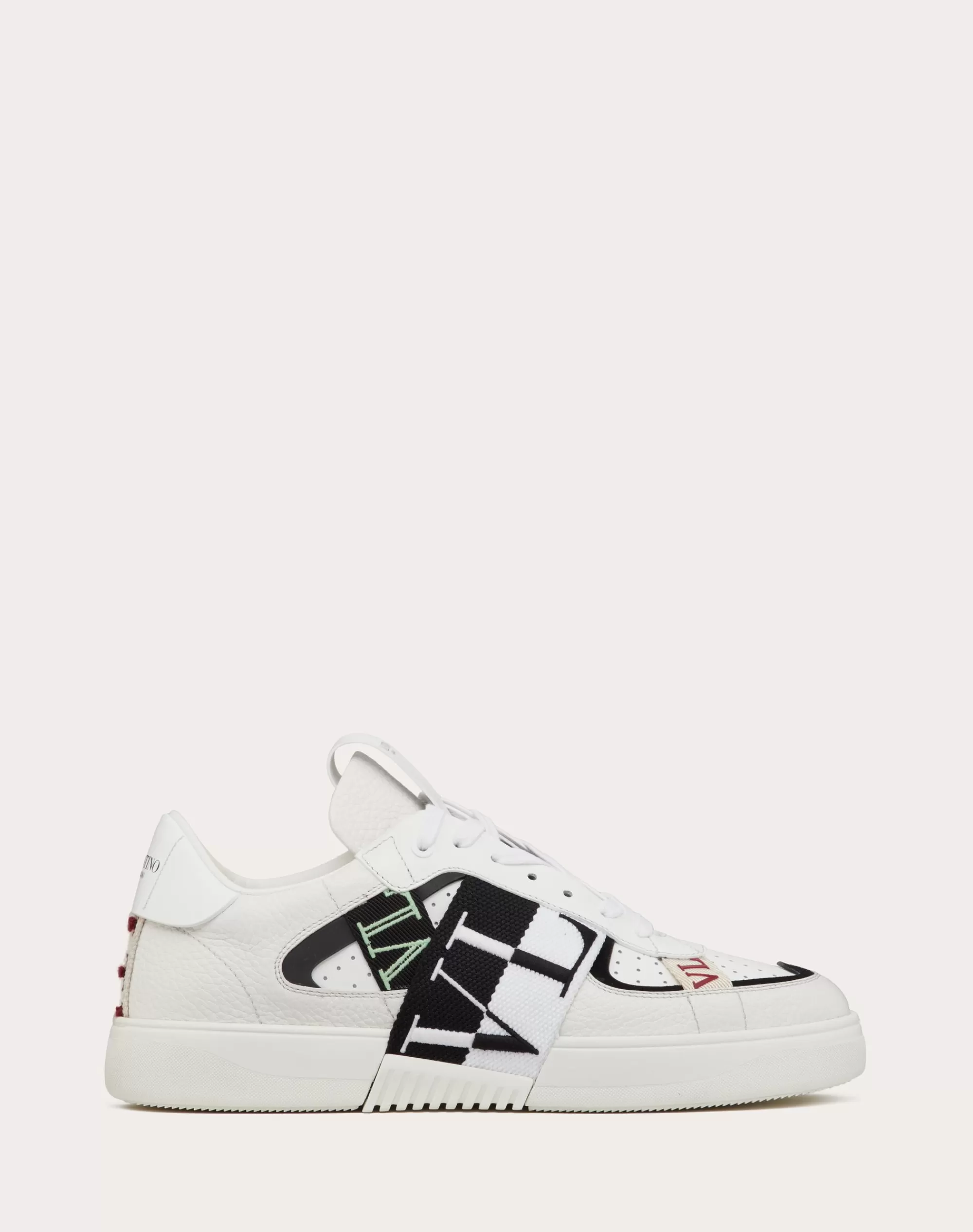 Valentino VL7N LOW-TOP IN BANDED CALFSKIN SNEAKER White/black/mint/ruby Cheap