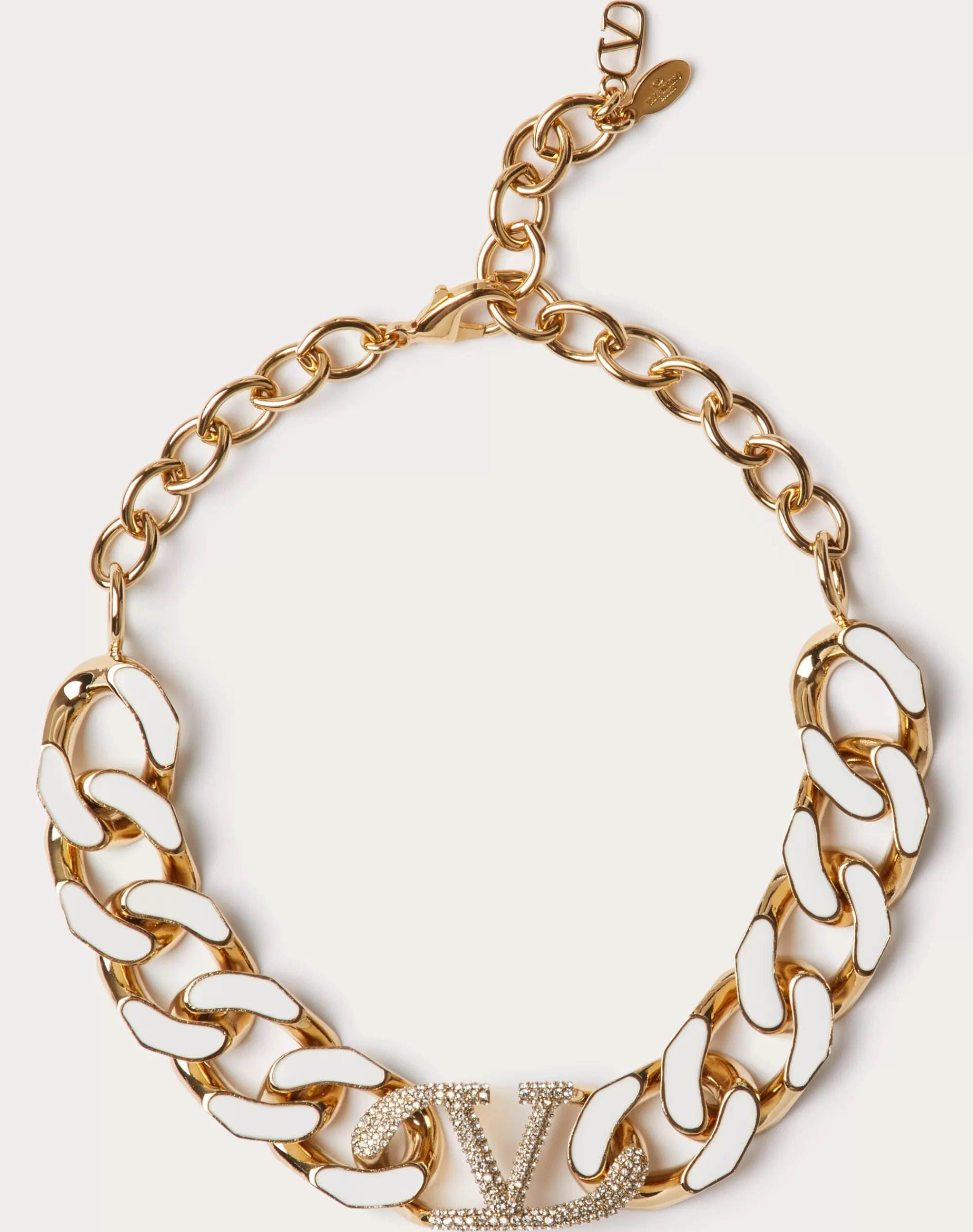 Valentino VLOGO CHAIN CHOKER IN METAL, ENAMEL AND SWAROVSKI® CRYSTALS Gold Fashion