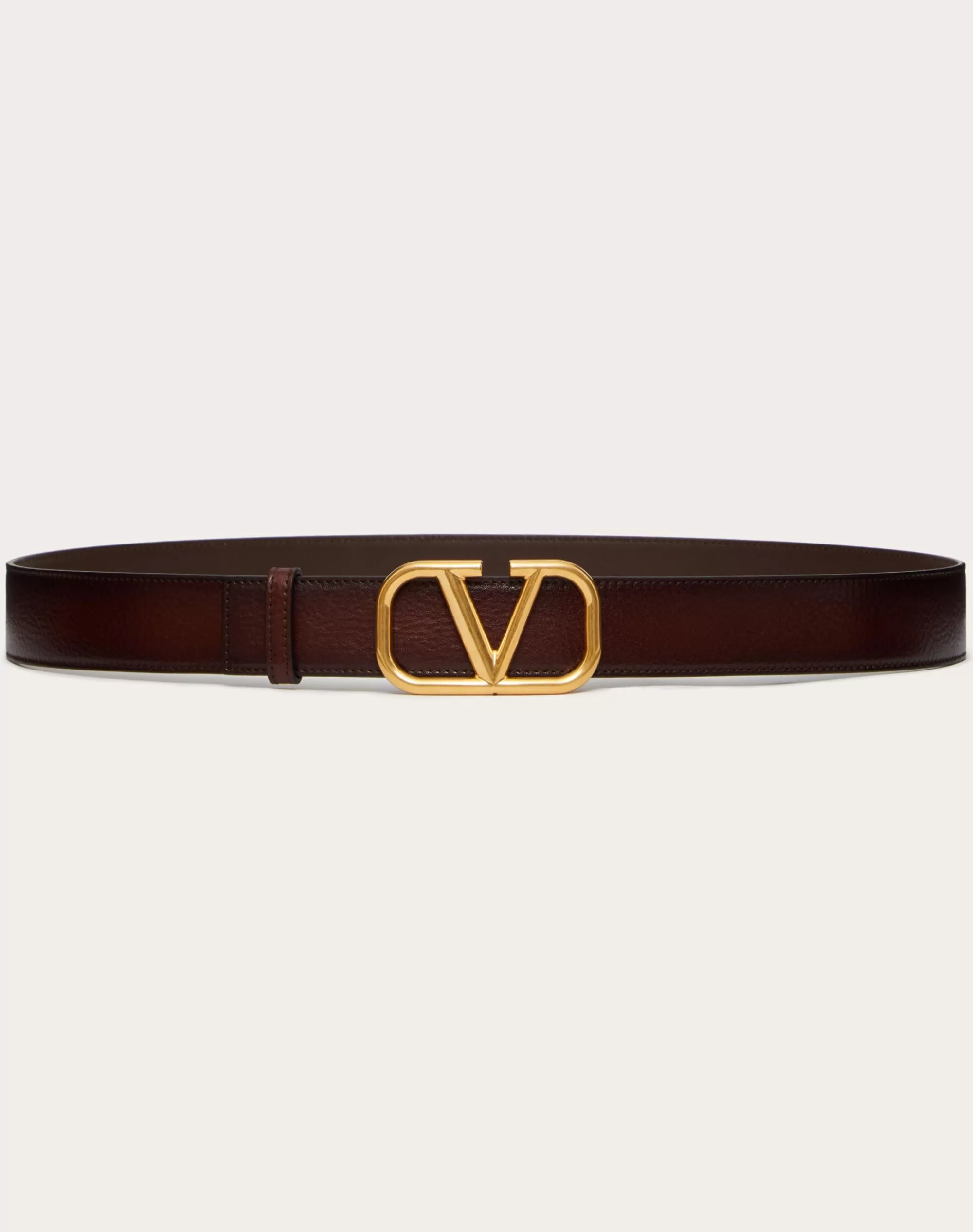 Valentino VLOGO SIGNATURE BELT IN OMBRÉ COWHIDE Brown Hot