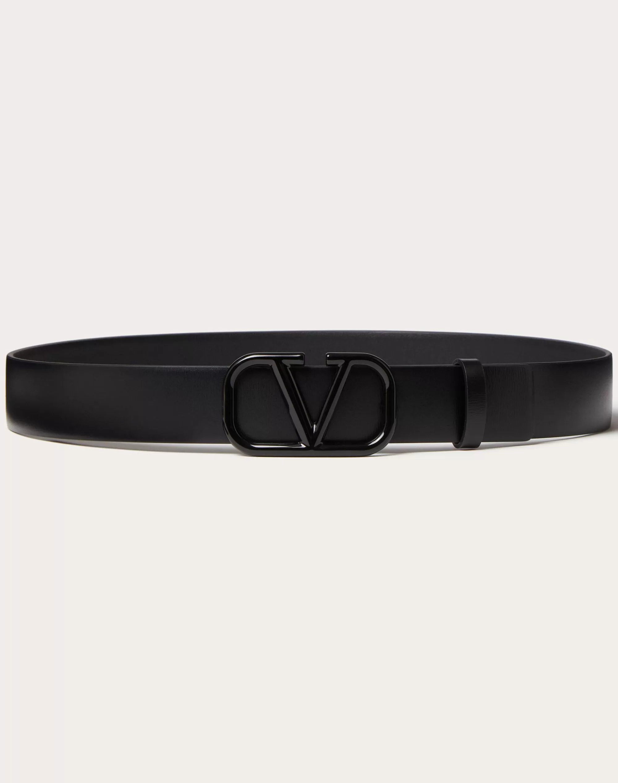 Valentino VLOGO SIGNATURE BELT IN SHINY CALFSKIN 30MM Black New