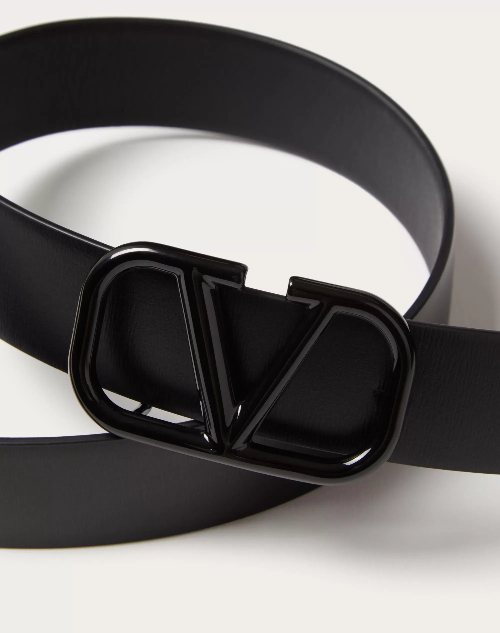 Valentino VLOGO SIGNATURE BELT IN SHINY CALFSKIN 30MM Black New