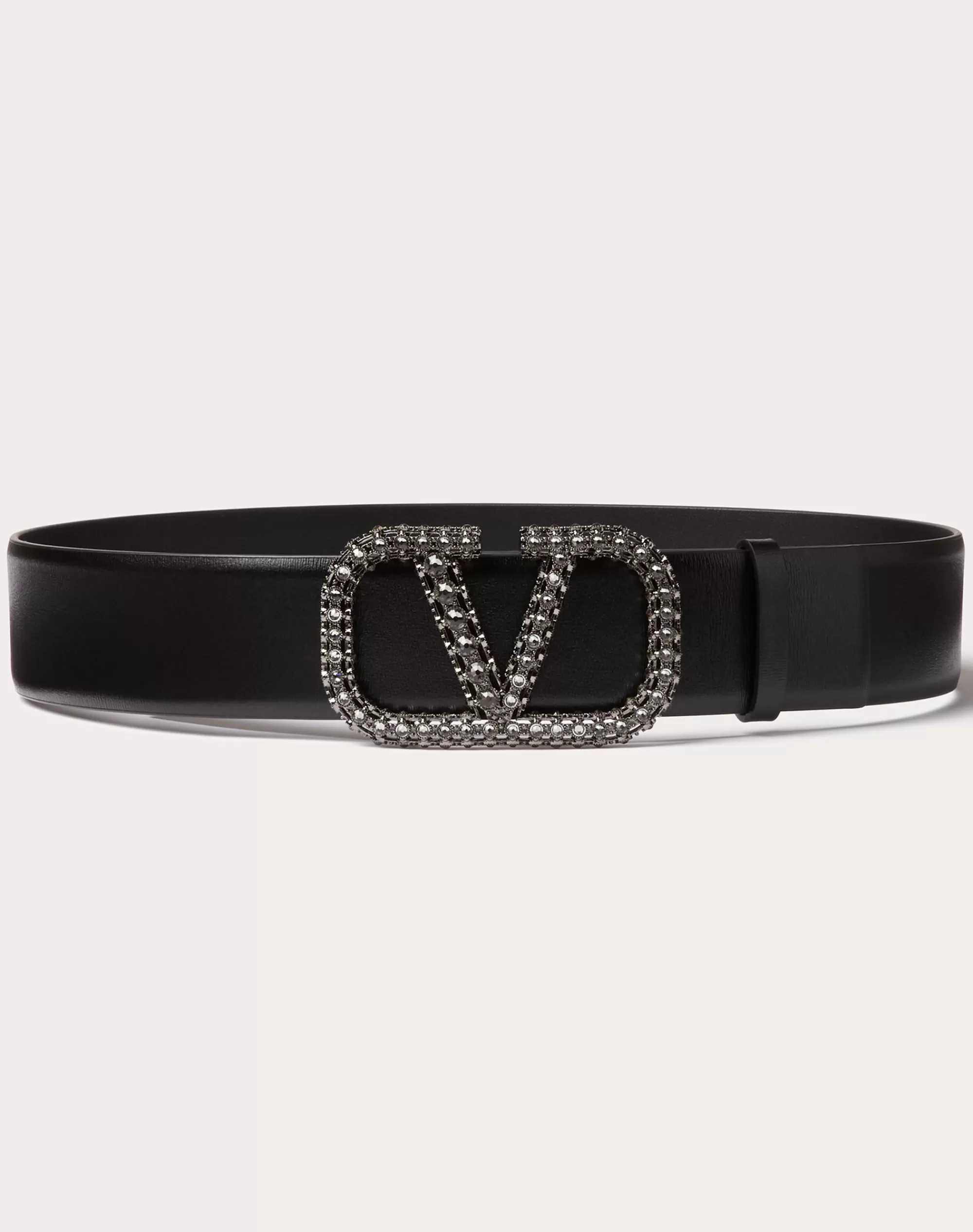 Valentino VLOGO SIGNATURE BELT IN SHINY CALFSKIN 40MM Black Cheap