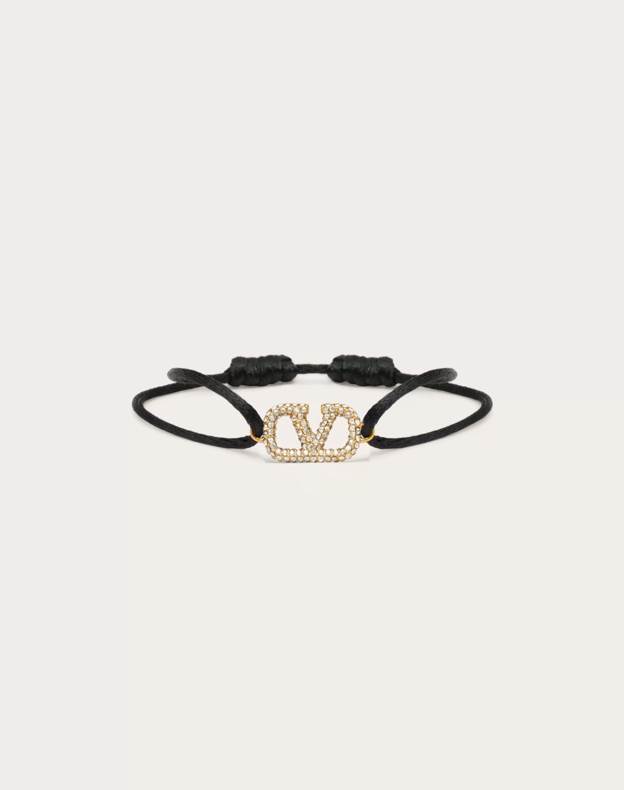 Valentino VLOGO SIGNATURE BRACELET IN COTTON AND SWAROVSKI® CRYSTALS Sale