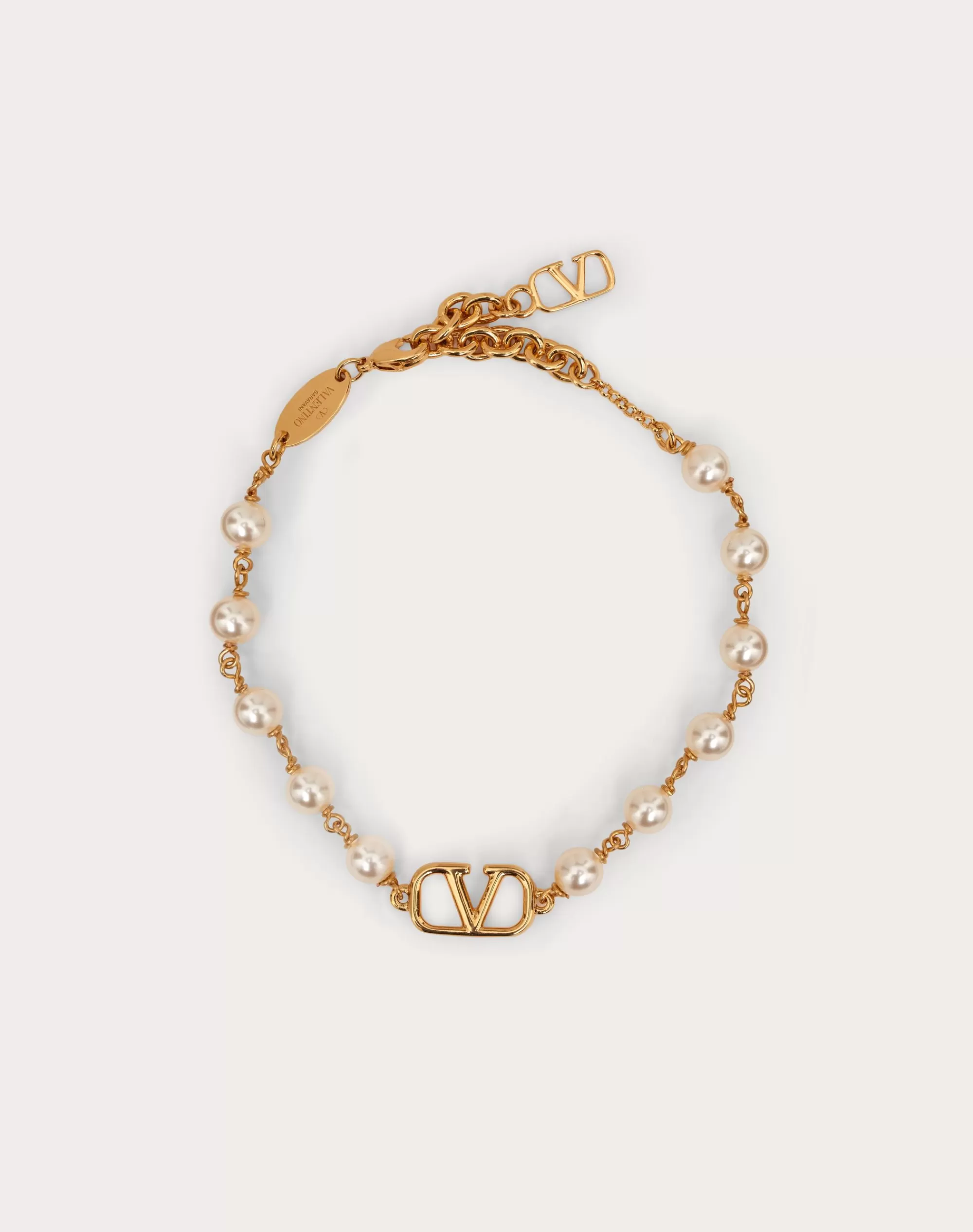 Valentino VLOGO SIGNATURE BRACELET WITH PEARLS Gold Clearance