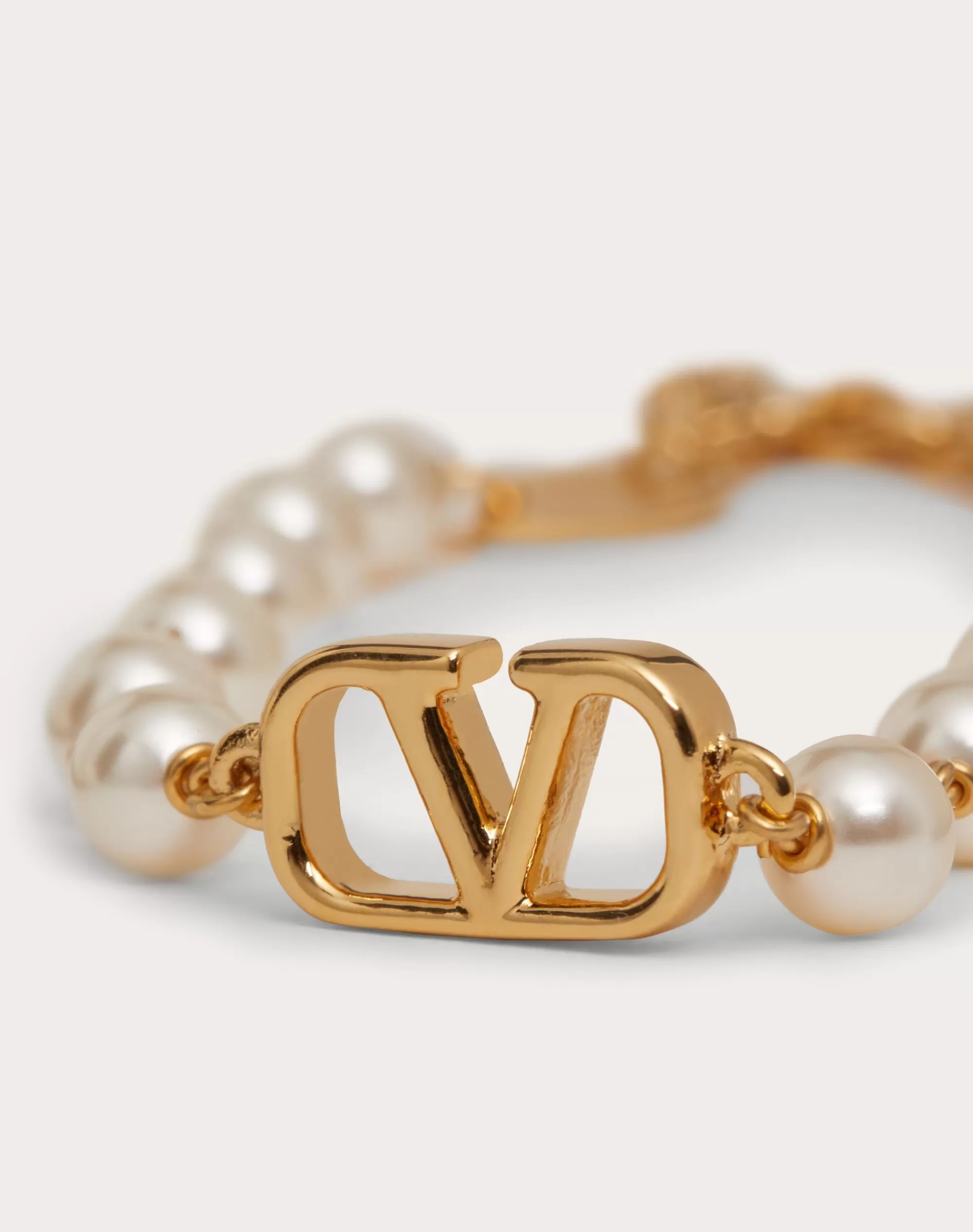 Valentino VLOGO SIGNATURE BRACELET WITH PEARLS Gold Clearance