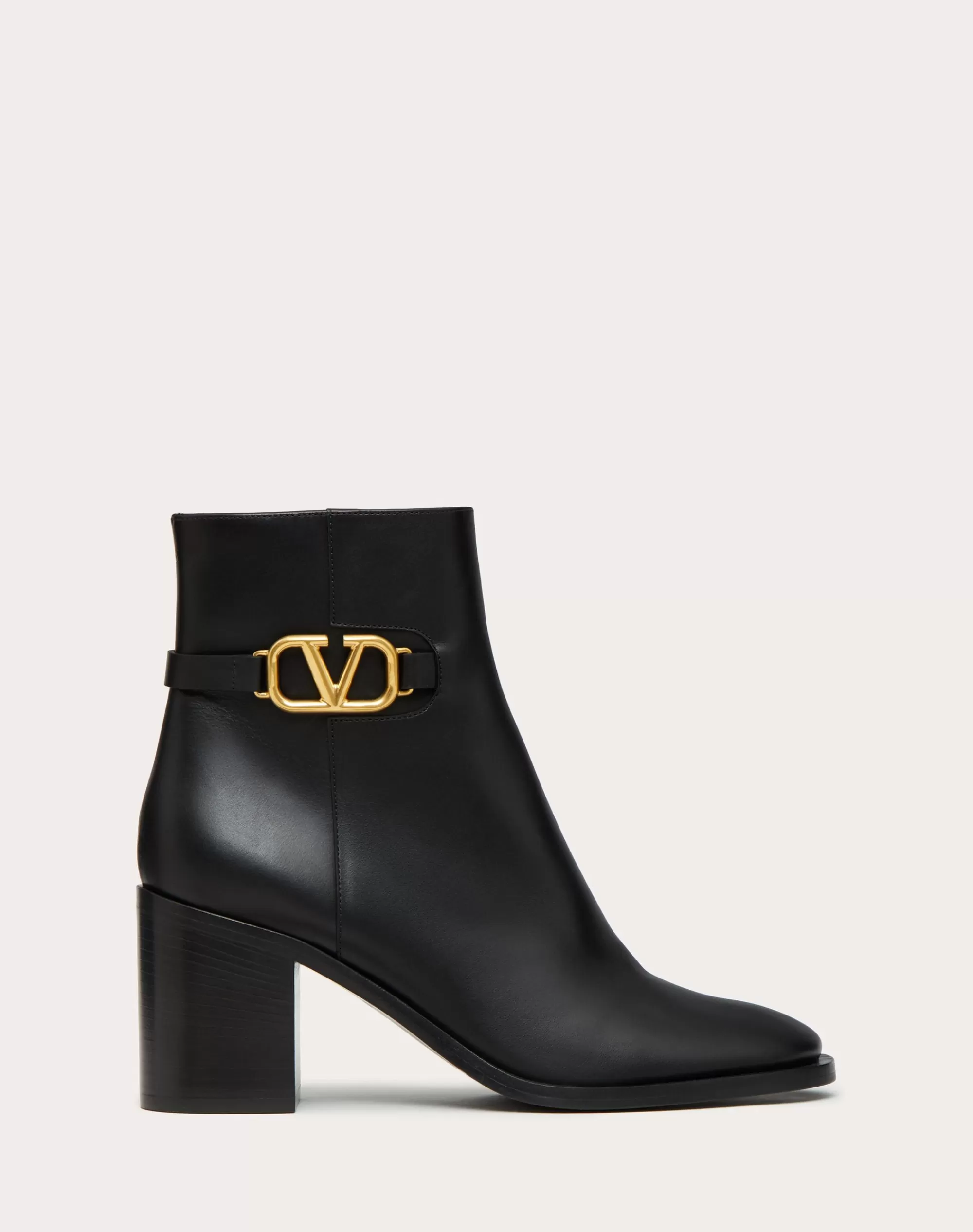 Valentino VLOGO SIGNATURE CALFSKIN ANKLE BOOT 75MM Black Fashion