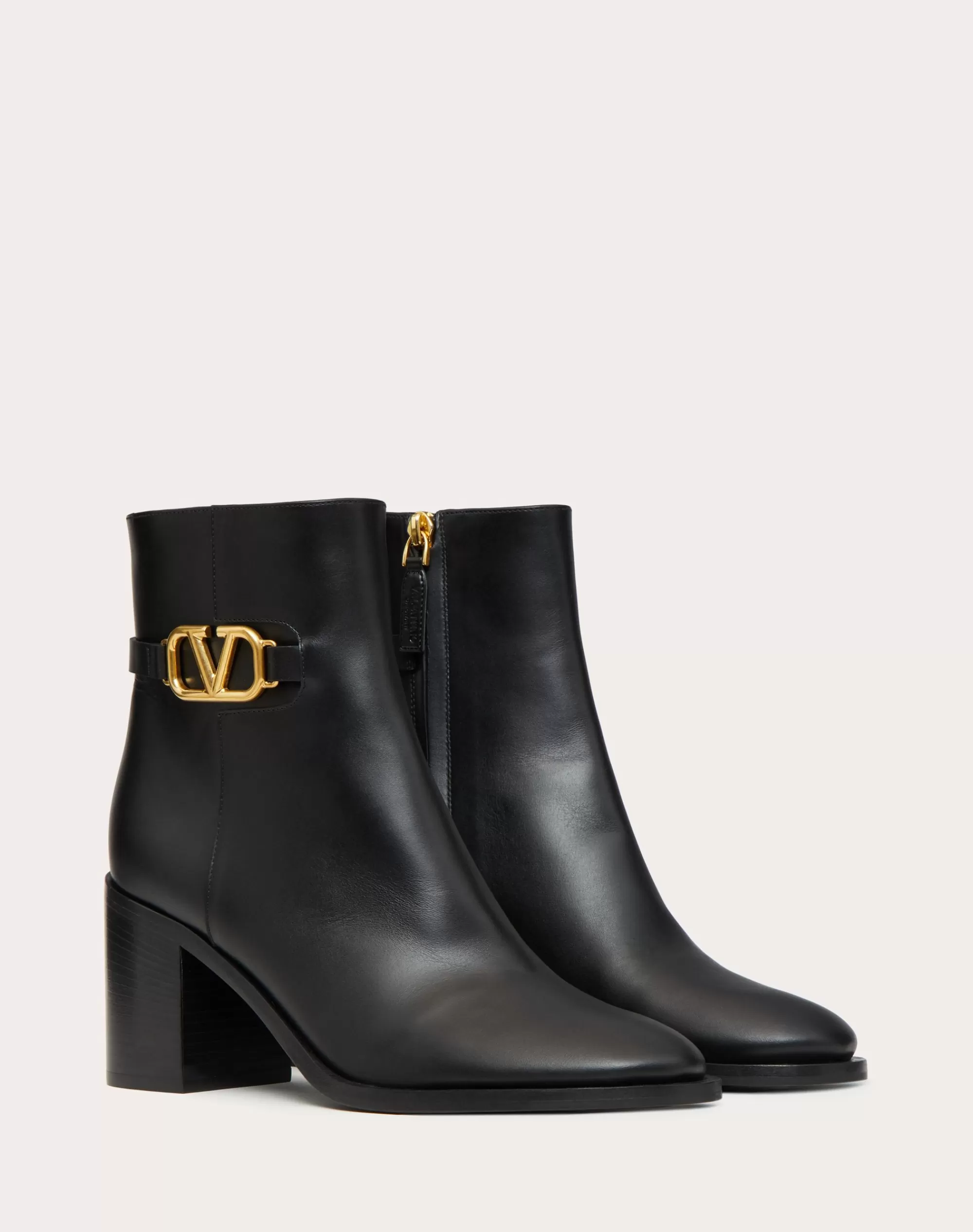 Valentino VLOGO SIGNATURE CALFSKIN ANKLE BOOT 75MM Black Fashion