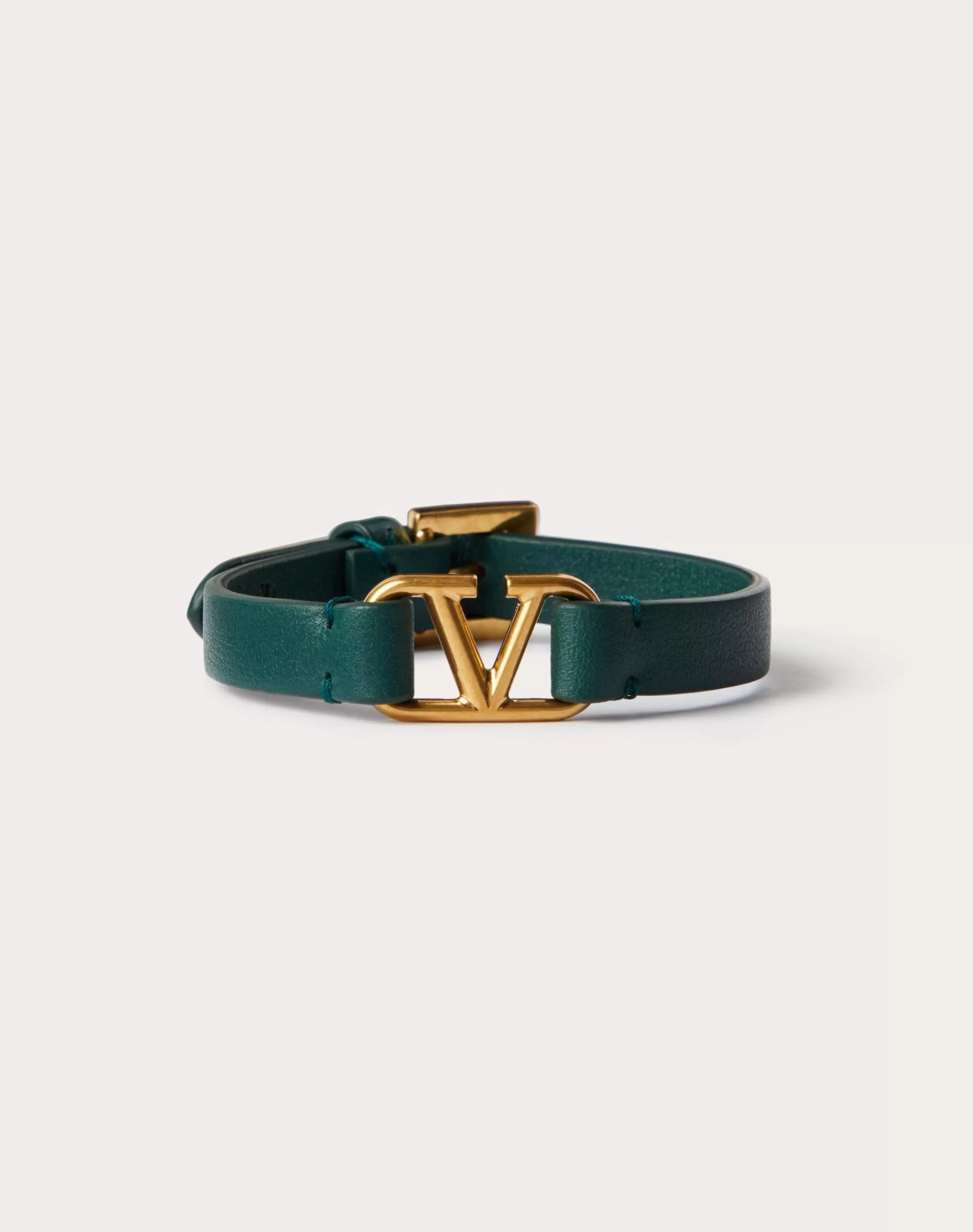 Valentino VLOGO SIGNATURE CALFSKIN BRACELET EnglishGreen Flash Sale