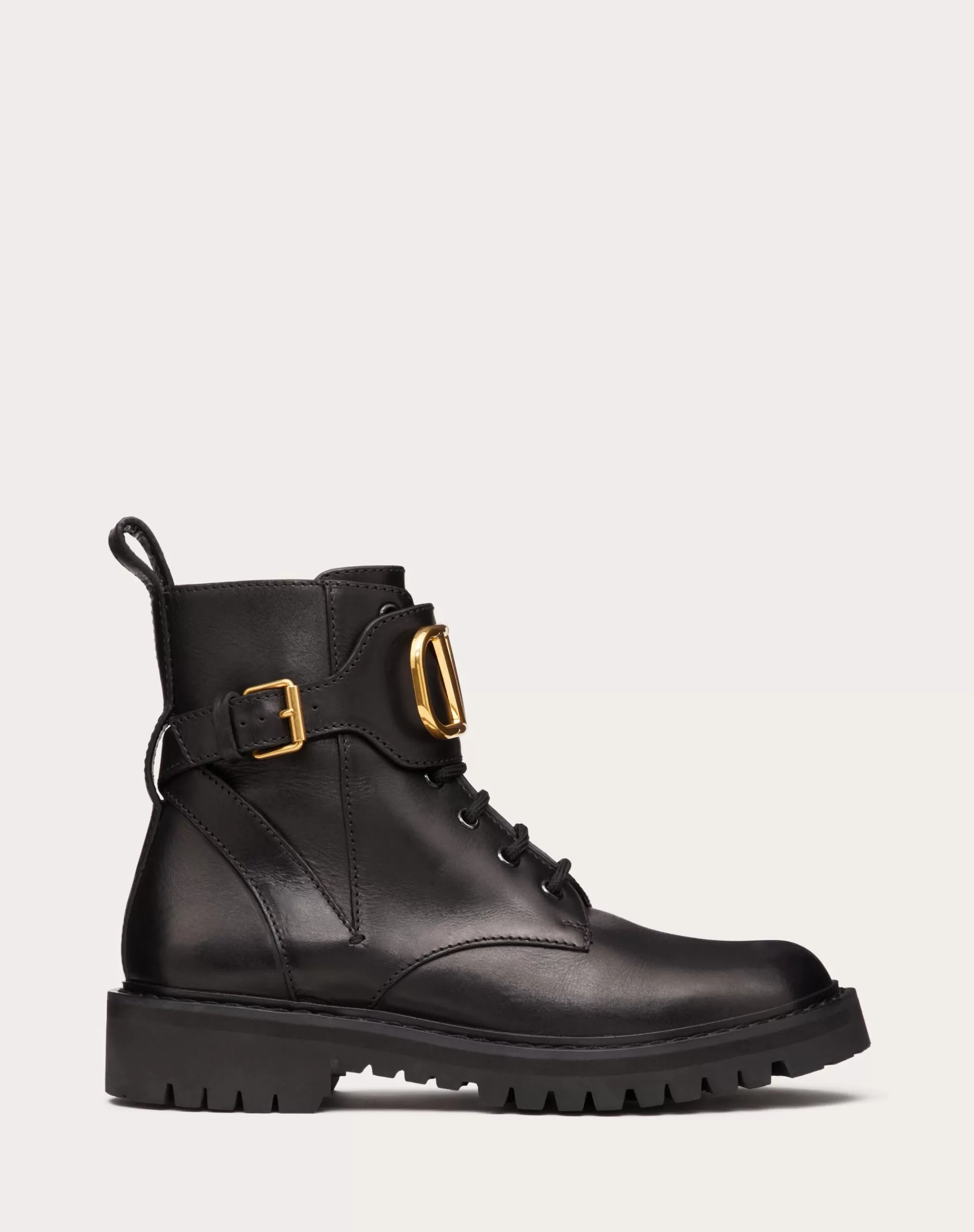 Valentino VLOGO SIGNATURE CALFSKIN COMBAT BOOT 35MM / .8 IN. Black Flash Sale