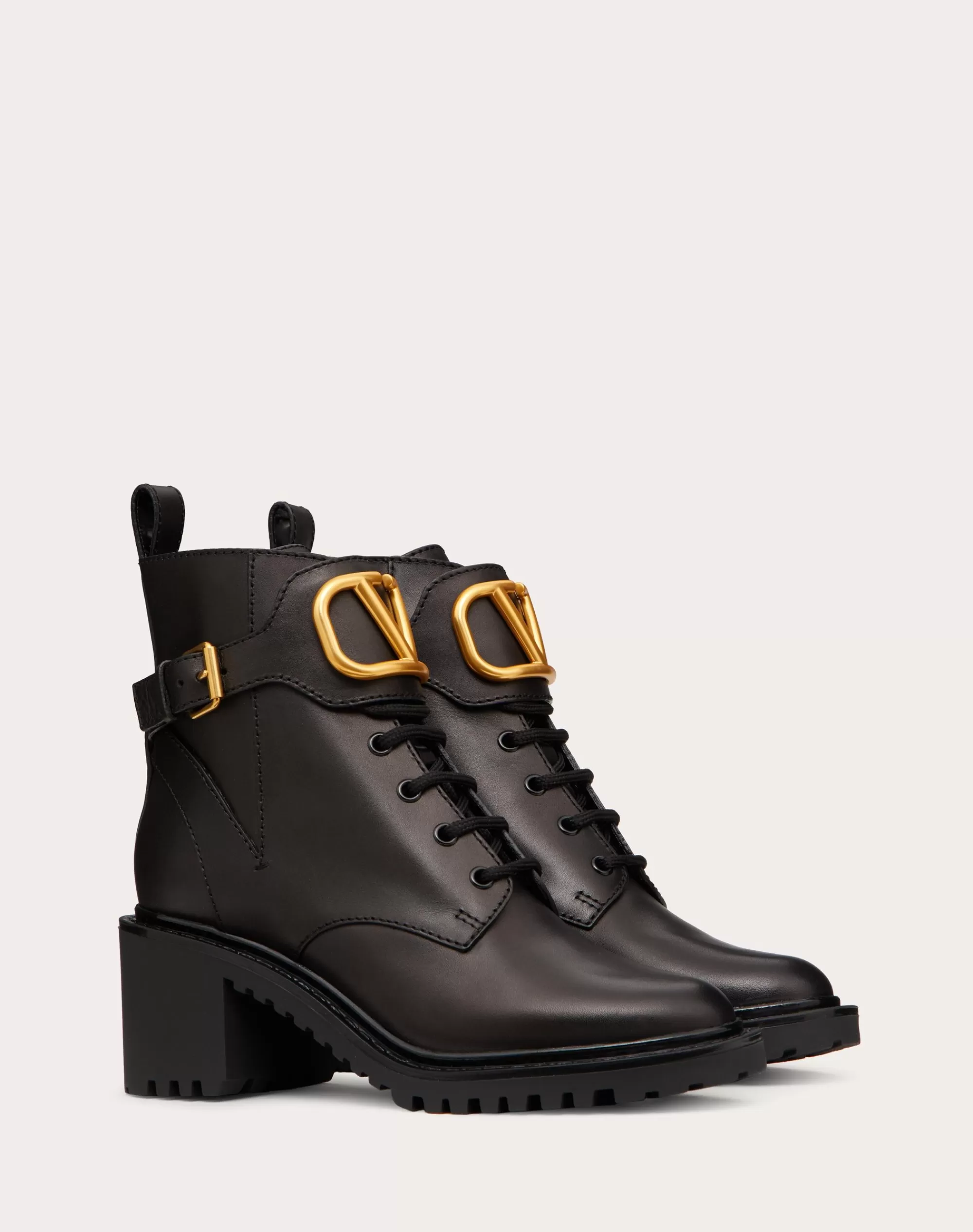 Valentino VLOGO SIGNATURE CALFSKIN COMBAT BOOT 70 MM Black Discount