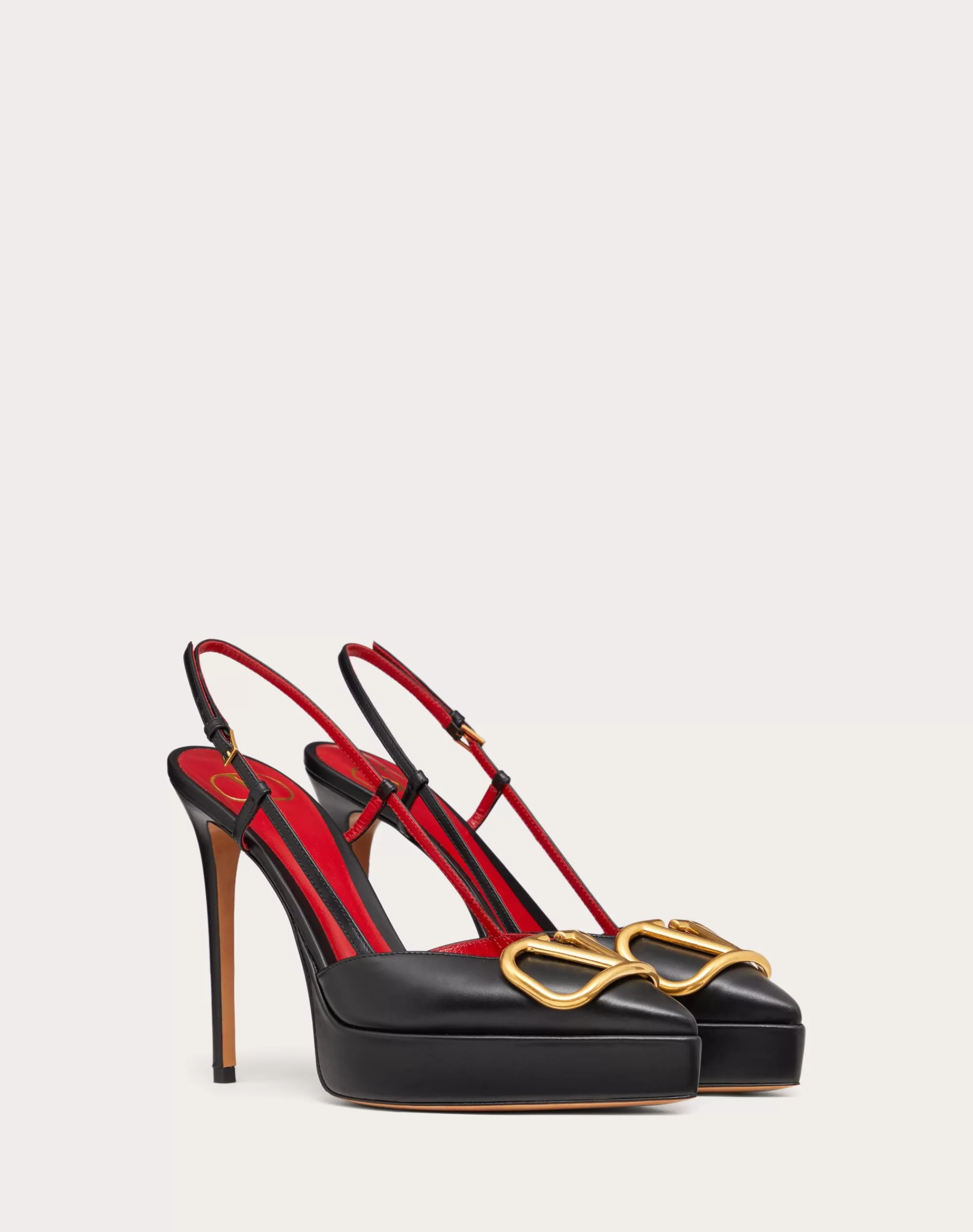 Valentino VLOGO SIGNATURE CALFSKIN SLINGBACK PLATFORM PUMP 120MM Clearance