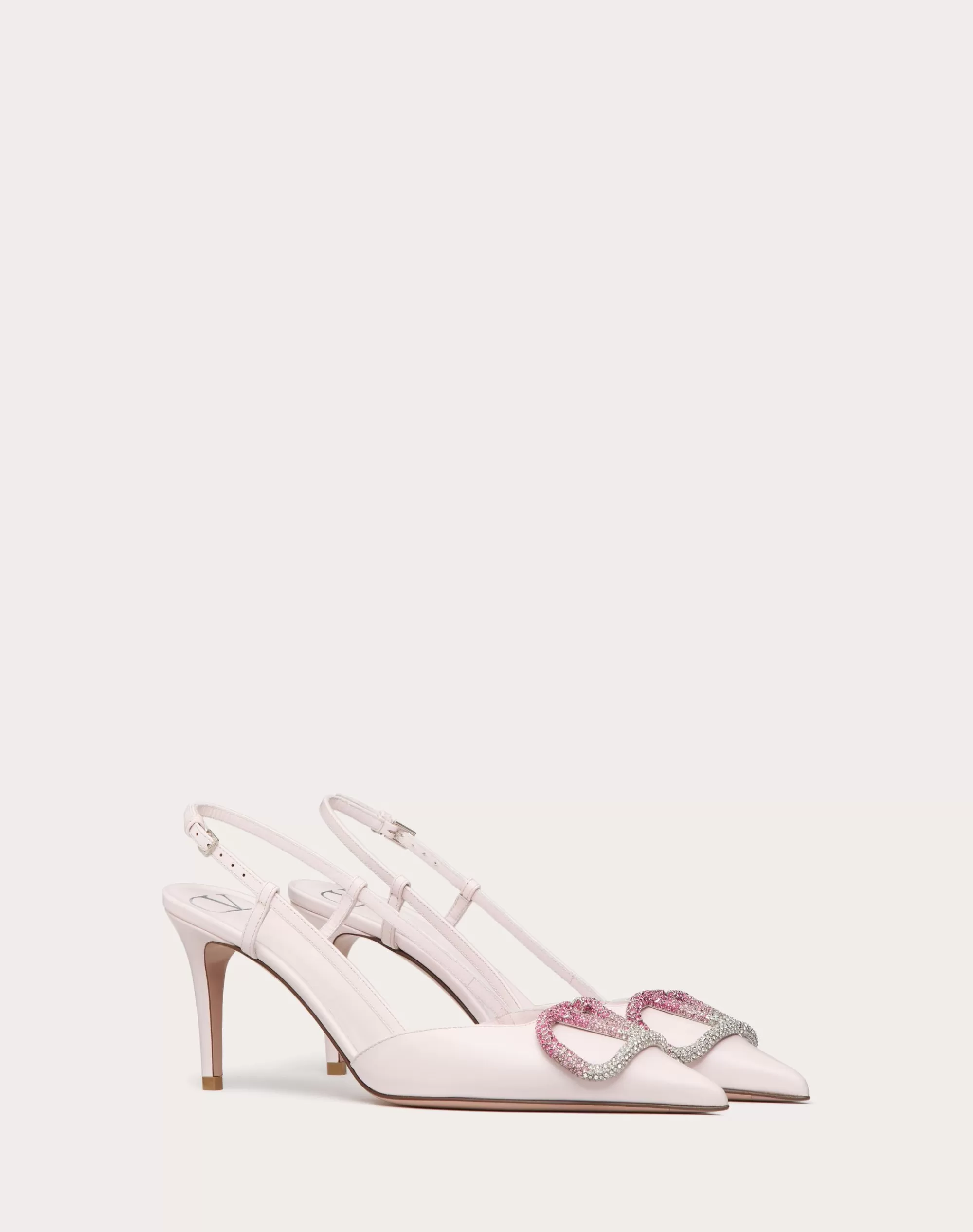 Valentino VLOGO SIGNATURE DÉCOLLETÉ CALFSKIN SLINGBACK WITH DEGRADÉ CRYSTALS 80MM Mauve Online