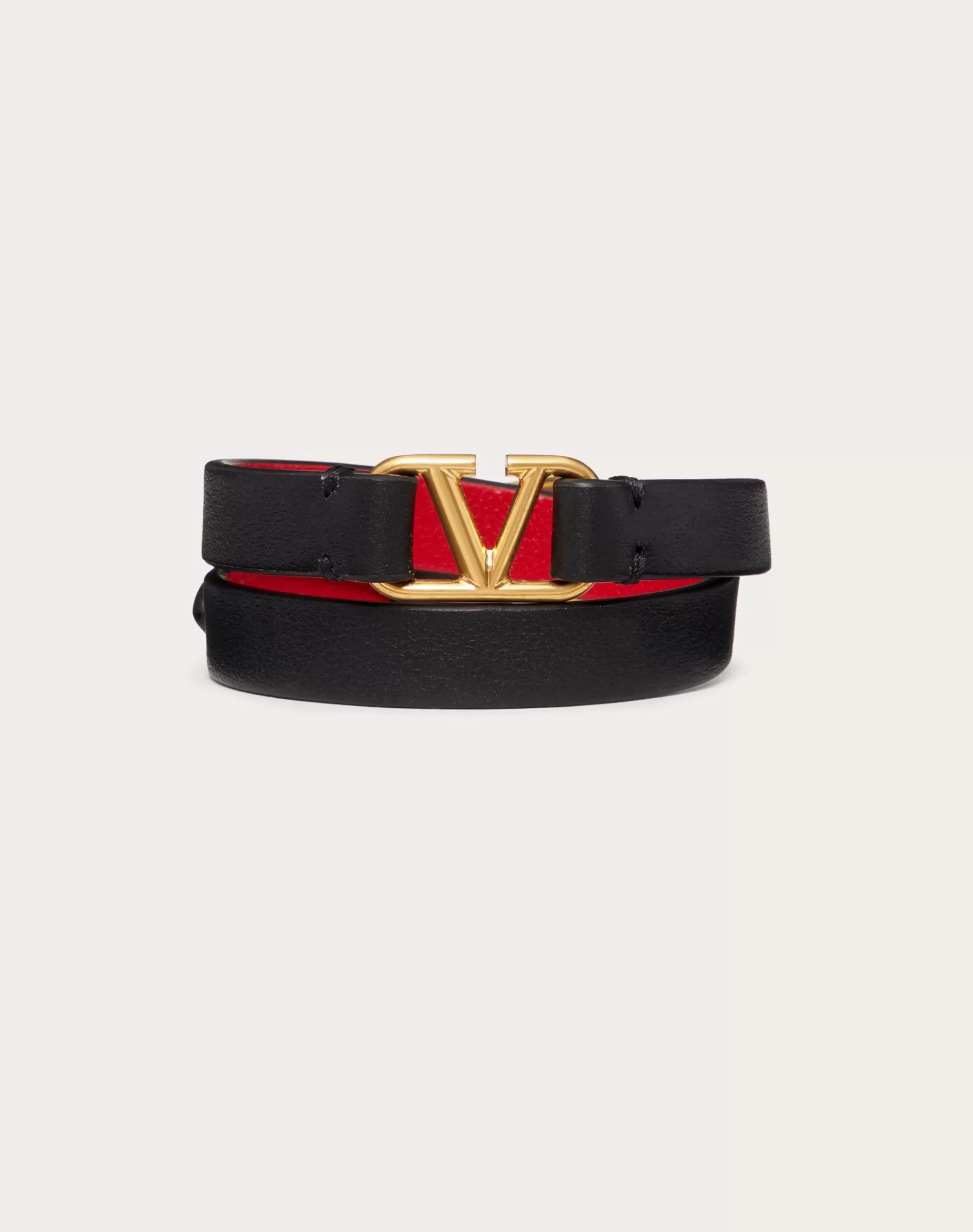 Valentino VLOGO SIGNATURE DOUBLE-STRAP BRACELET IN CALFSKIN Clearance