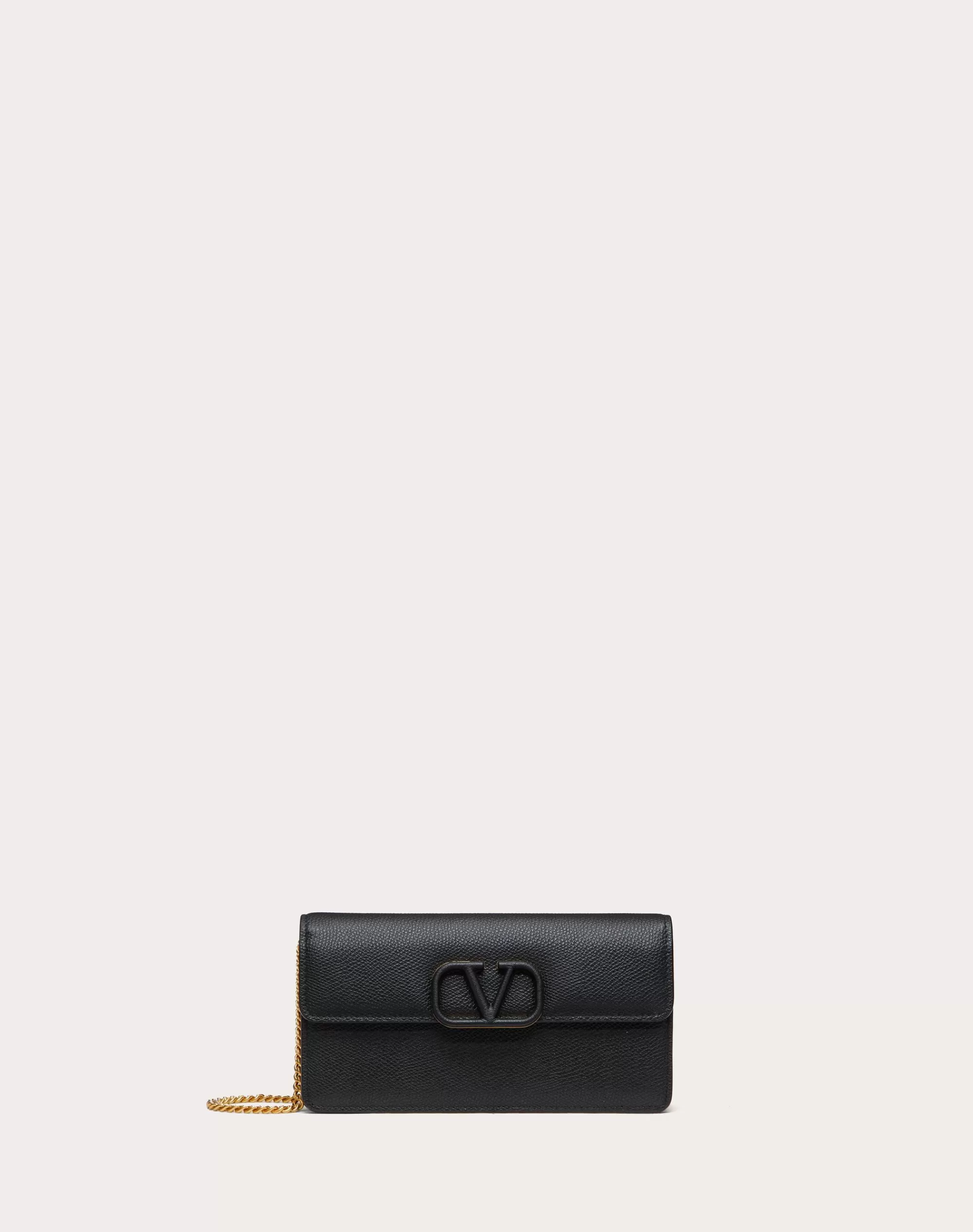 Valentino VLOGO SIGNATURE GRAINY CALFSKIN WALLET WITH CHAIN Shop