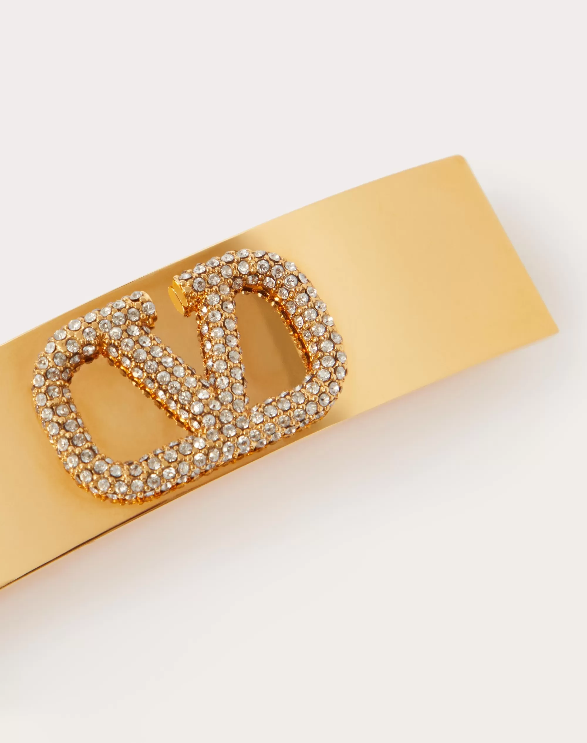 Valentino VLOGO SIGNATURE HAIR CLIP MADE IN METAL AND SWAROVSKI® CRYSTALS Gold Discount