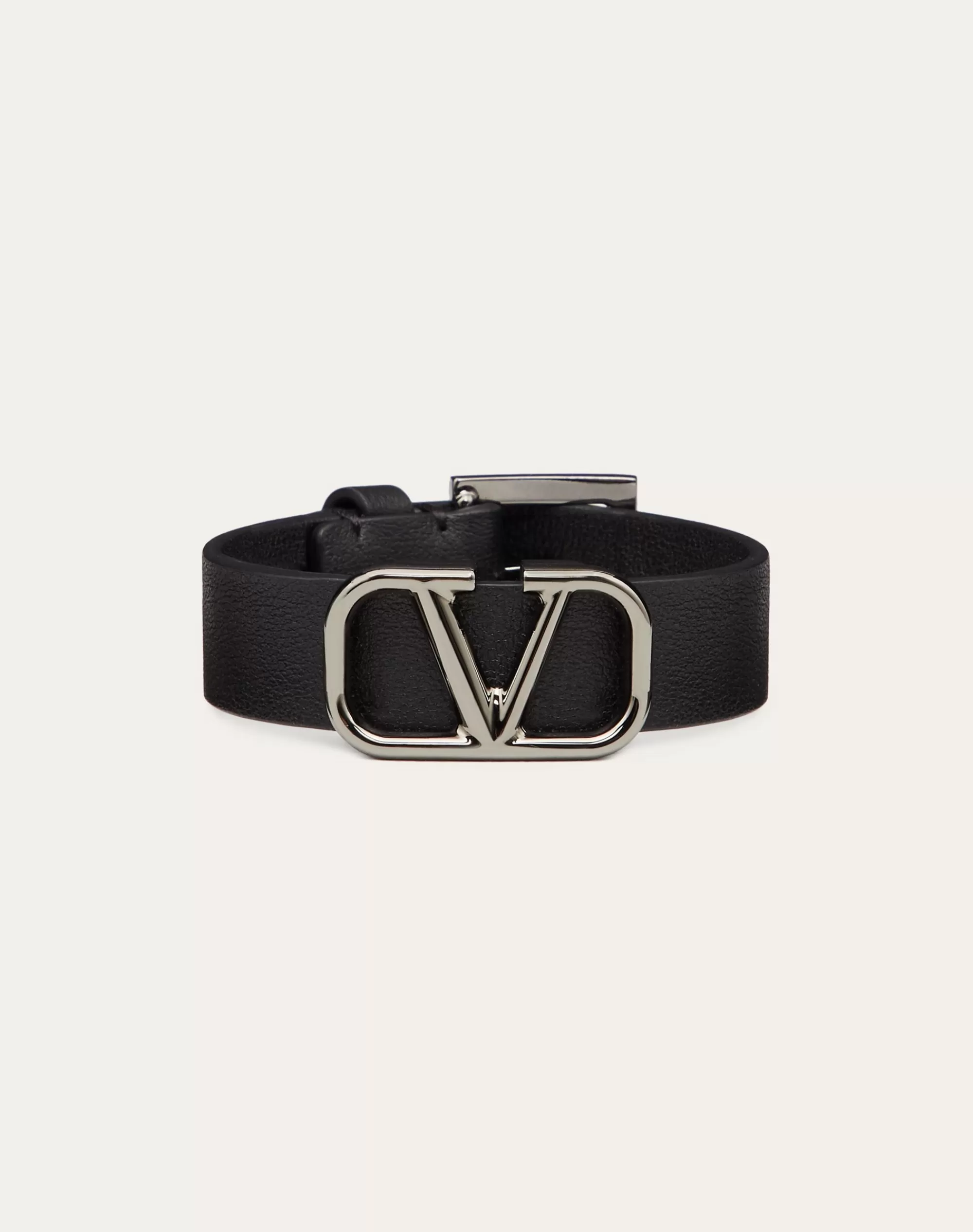 Valentino VLOGO SIGNATURE LEATHER BRACELET Black Cheap