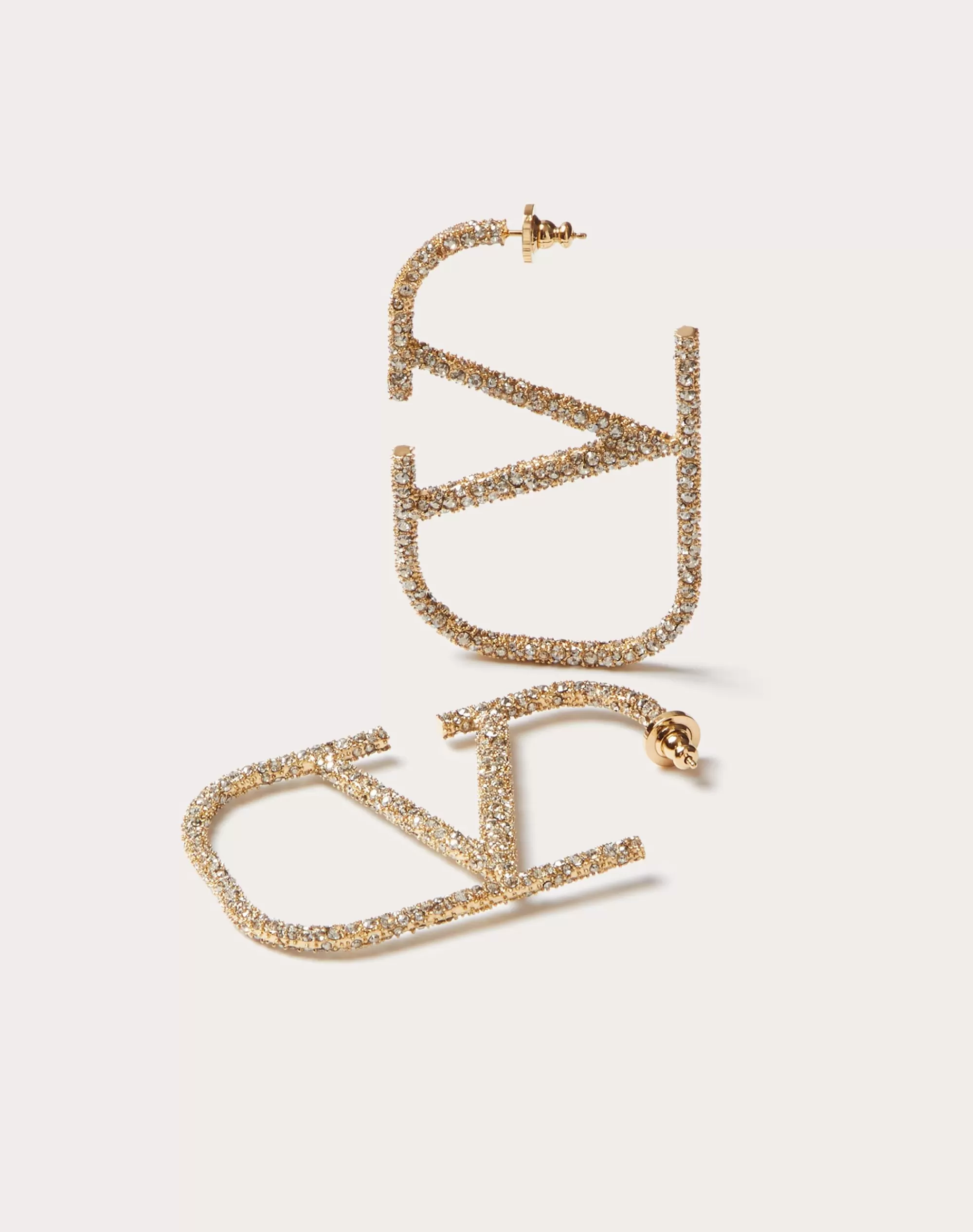 Valentino VLOGO SIGNATURE METAL AND CRYSTAL EARRINGS Gold Flash Sale