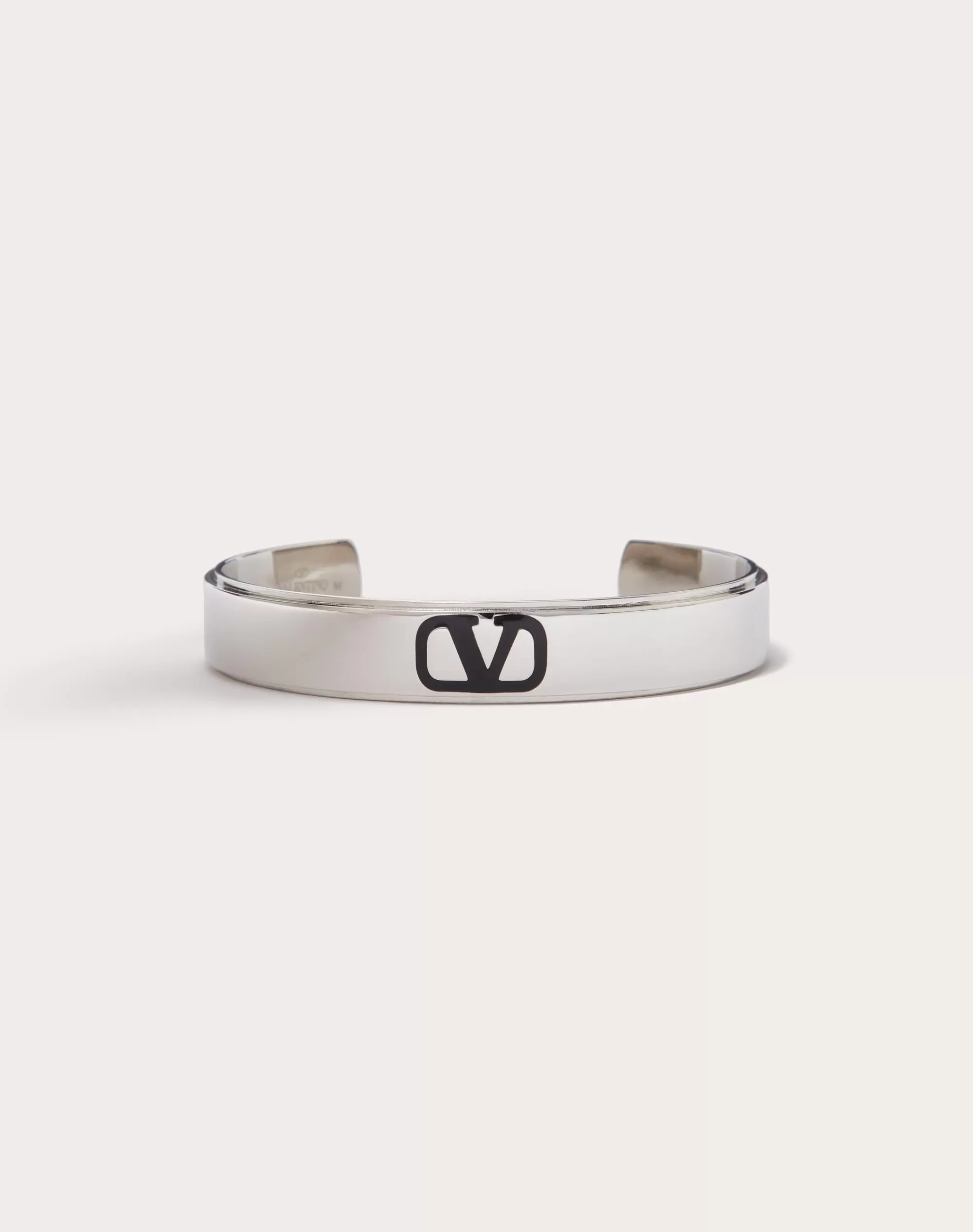 Valentino VLOGO SIGNATURE METAL AND ENAMEL CUFF Black Sale