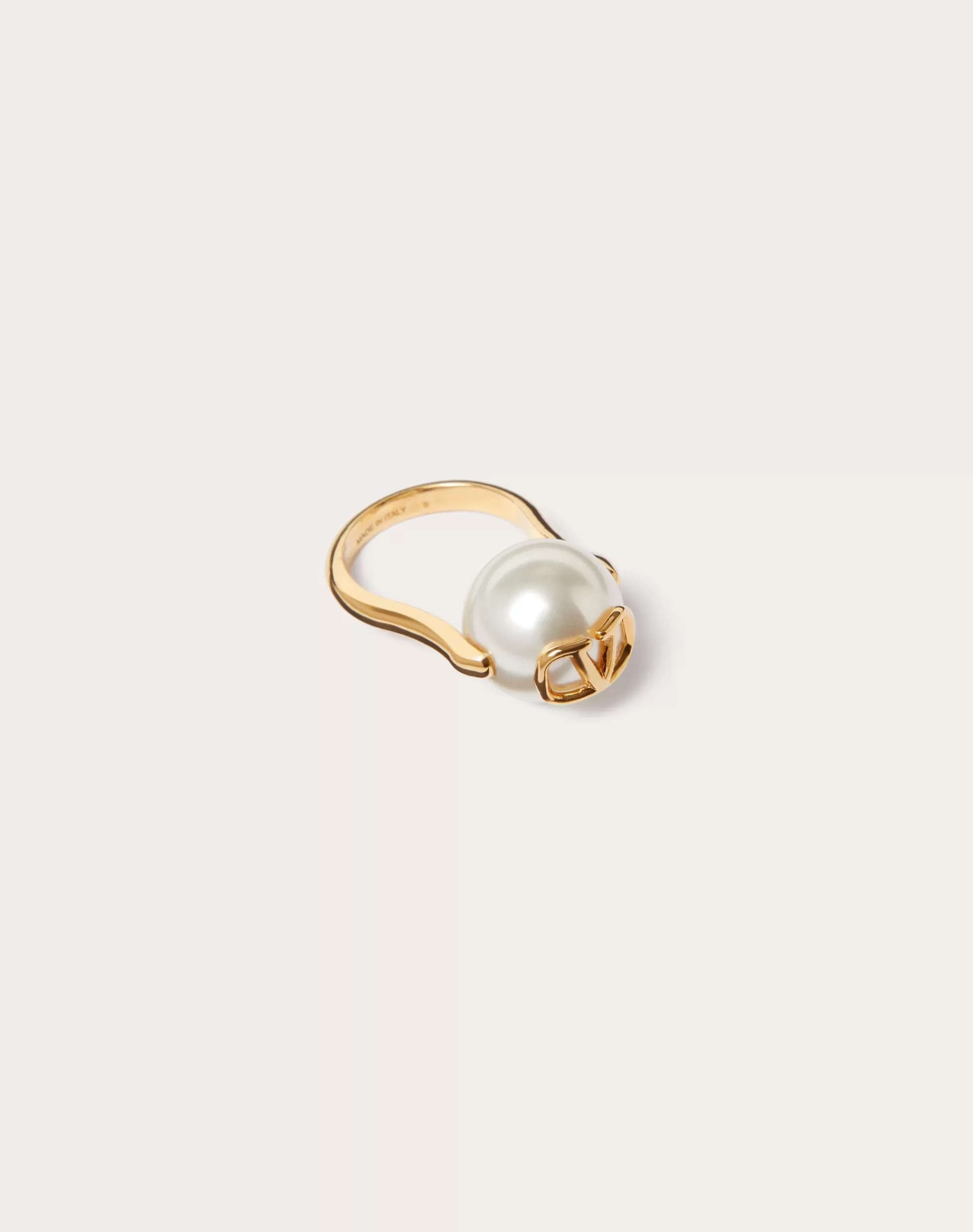 Valentino VLOGO SIGNATURE METAL AND RESIN RING Gold Flash Sale