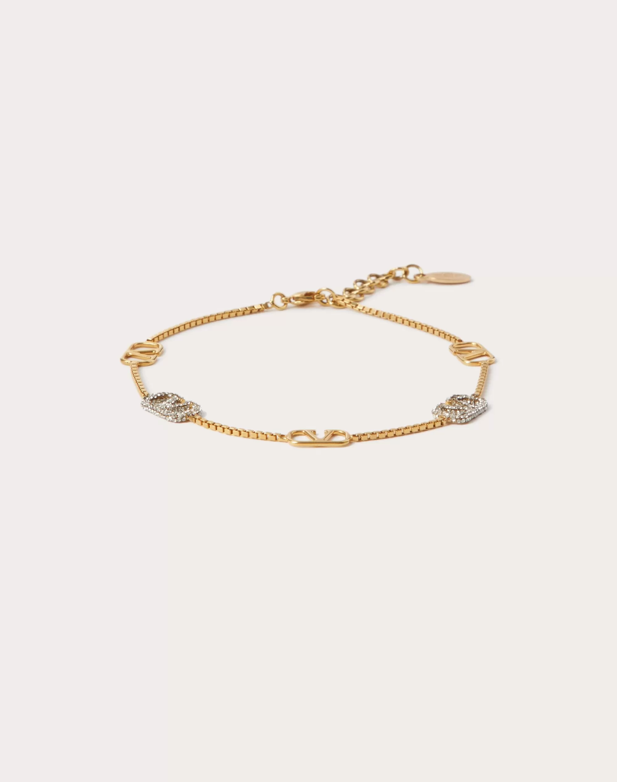 Valentino VLOGO SIGNATURE METAL AND SWAROVSKI® CRYSTAL ANKLET Gold Discount