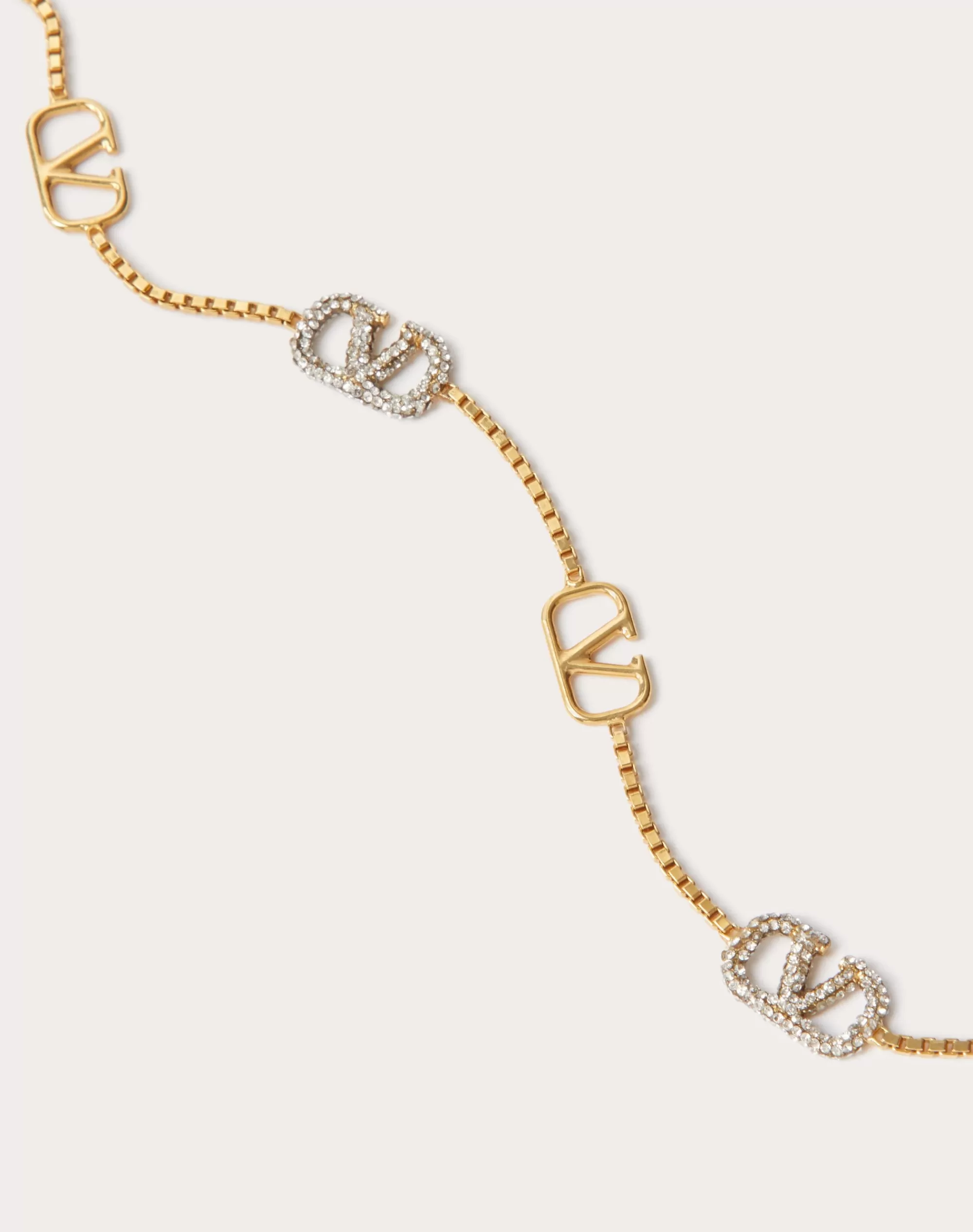 Valentino VLOGO SIGNATURE METAL AND SWAROVSKI® CRYSTAL ANKLET Gold Discount