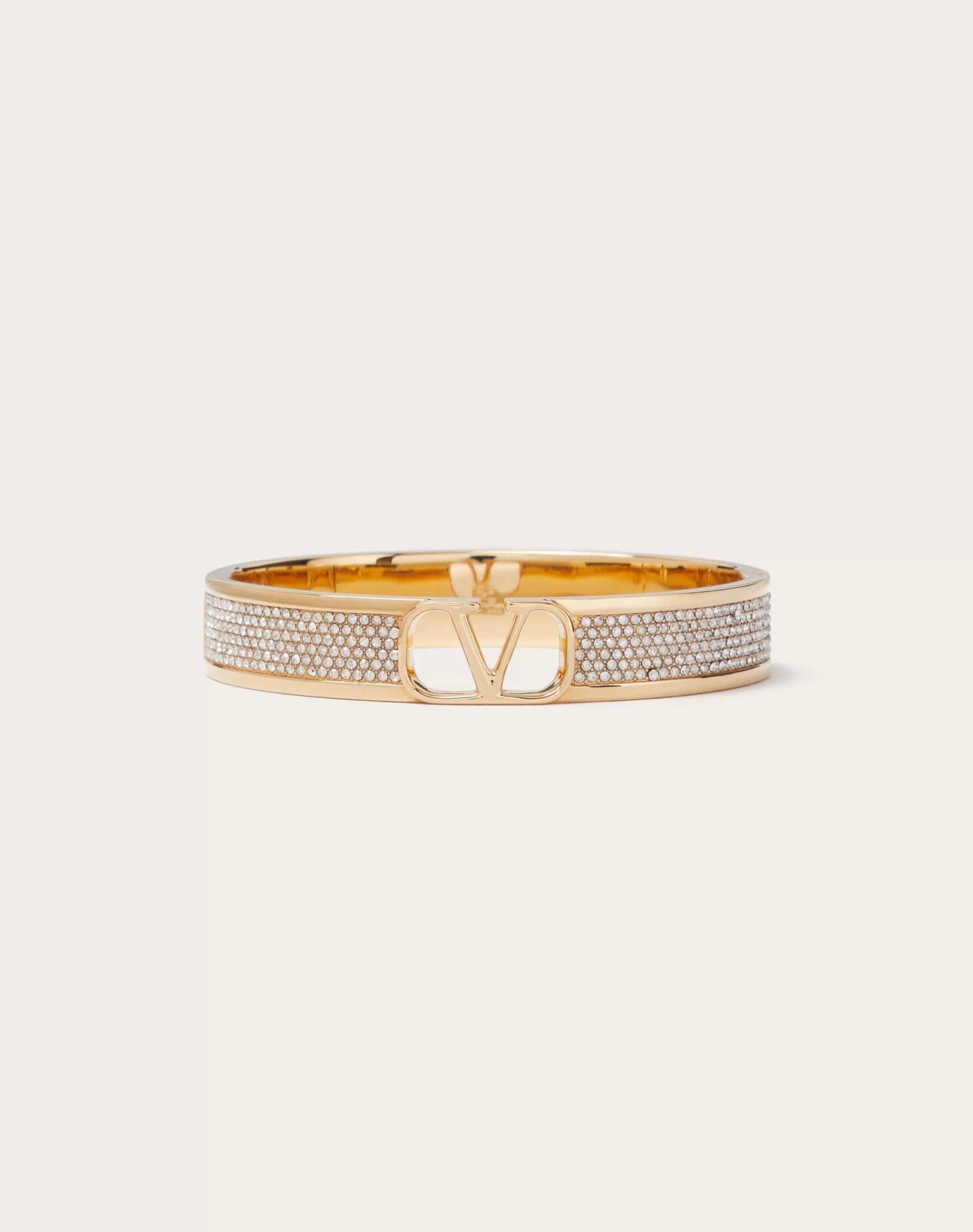 Valentino VLOGO SIGNATURE METAL AND SWAROVSKI® CRYSTAL BANGLE Gold Flash Sale