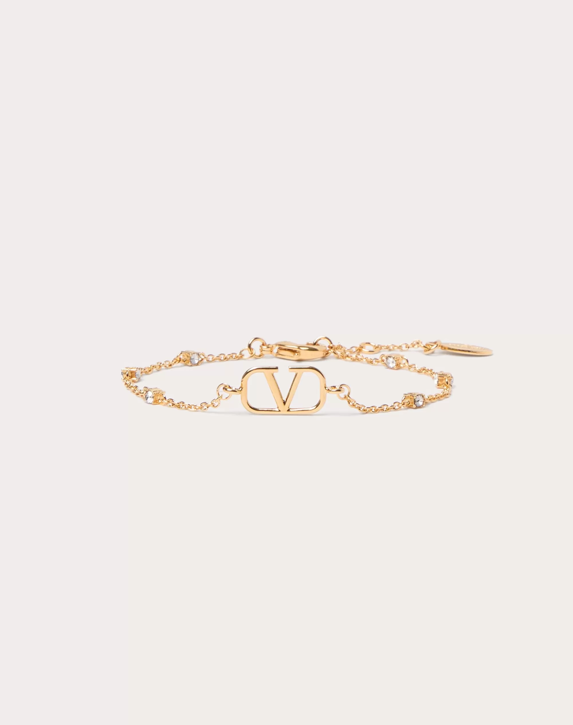 Valentino VLOGO SIGNATURE METAL AND SWAROVSKI® CRYSTAL BRACELET Gold Cheap