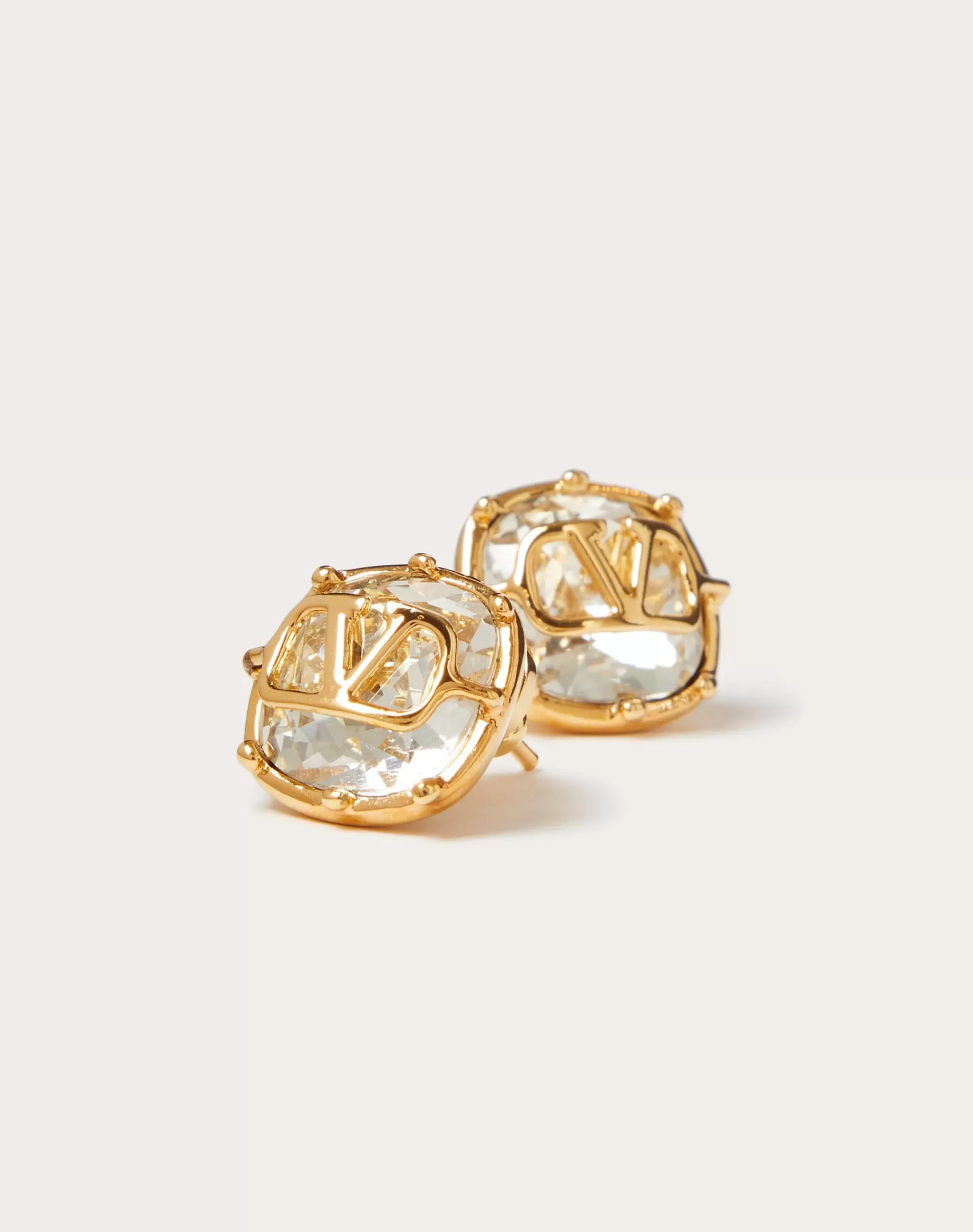 Valentino VLOGO SIGNATURE METAL AND SWAROVSKI® CRYSTAL EARRINGS Gold/crystalSilver Sale