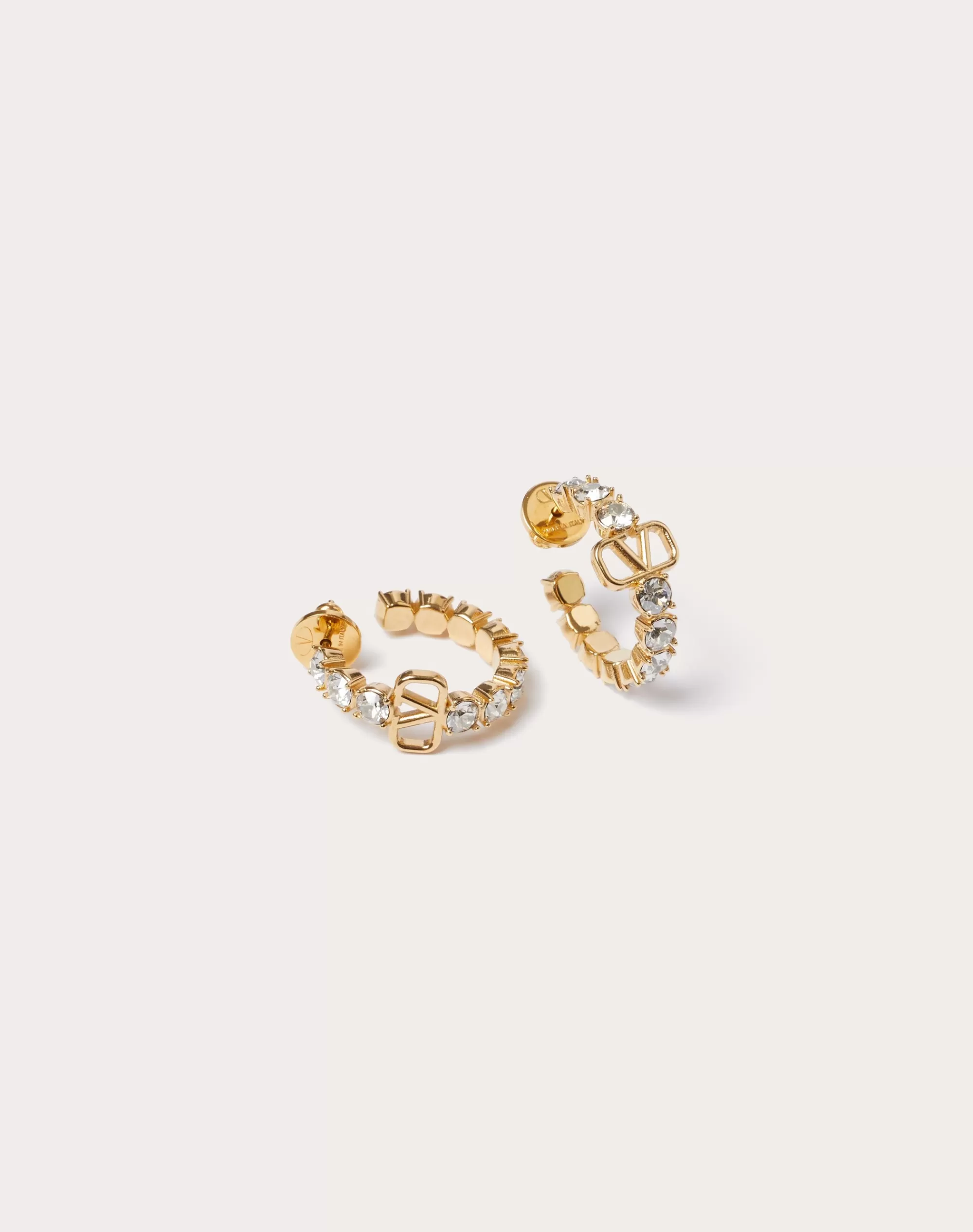 Valentino VLOGO SIGNATURE METAL AND SWAROVSKI® CRYSTAL EARRINGS Gold Sale