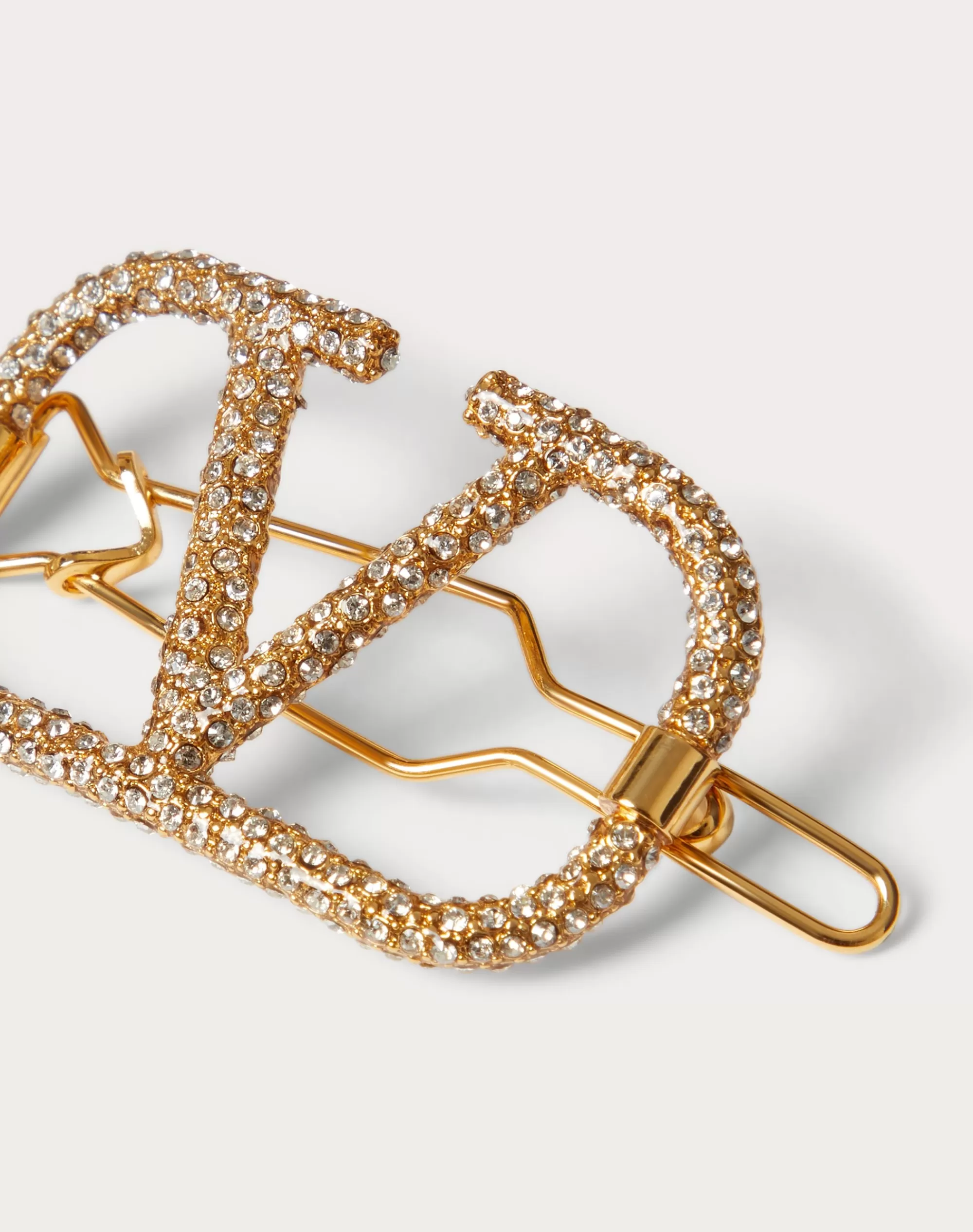 Valentino VLOGO SIGNATURE METAL AND SWAROVSKI® CRYSTAL HAIR ACCESSORY Gold Outlet