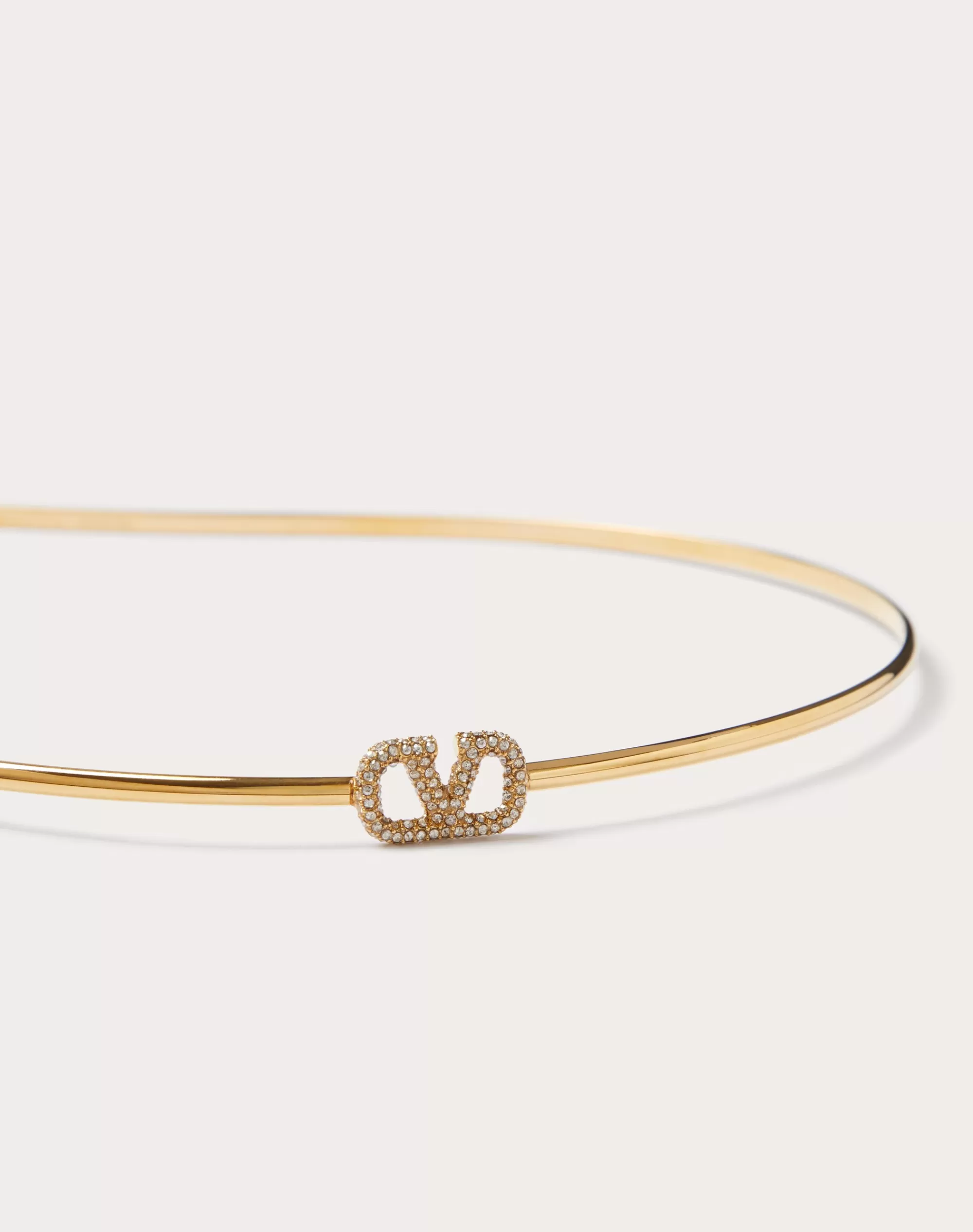 Valentino VLOGO SIGNATURE METAL AND SWAROVSKI® CRYSTAL HEADBAND Gold Outlet