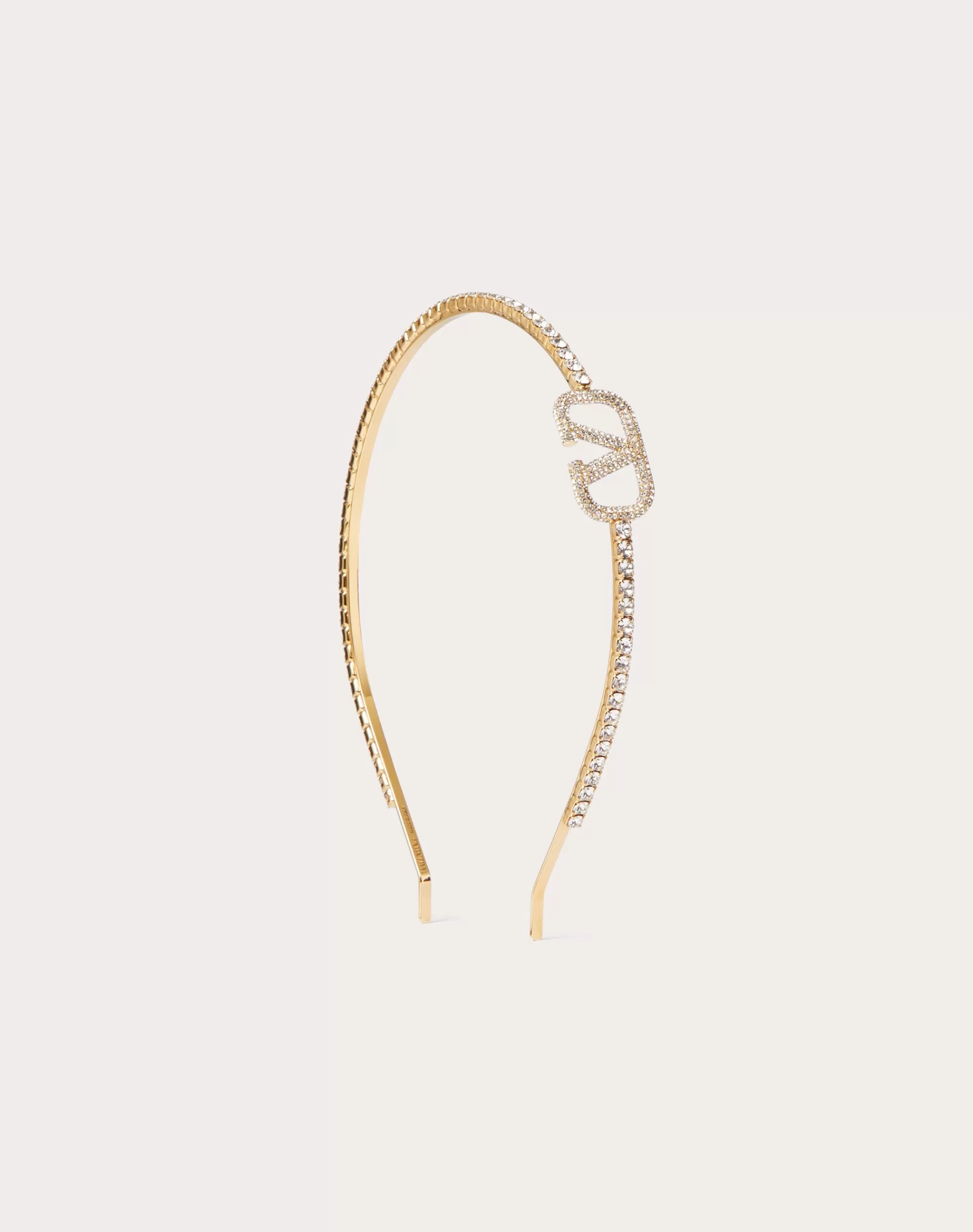 Valentino VLOGO SIGNATURE METAL AND SWAROVSKI® CRYSTAL HEADBAND Gold Flash Sale