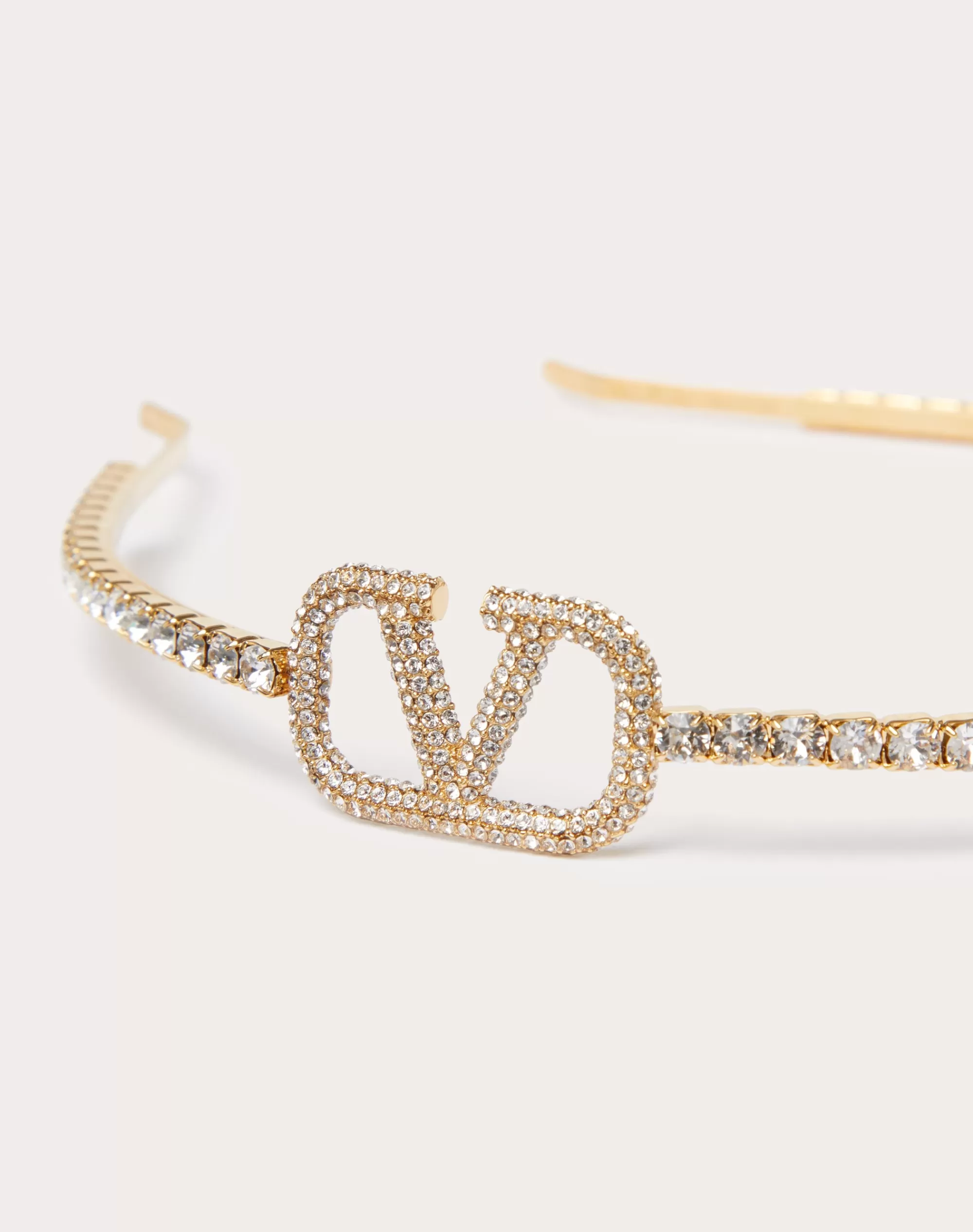 Valentino VLOGO SIGNATURE METAL AND SWAROVSKI® CRYSTAL HEADBAND Gold Flash Sale