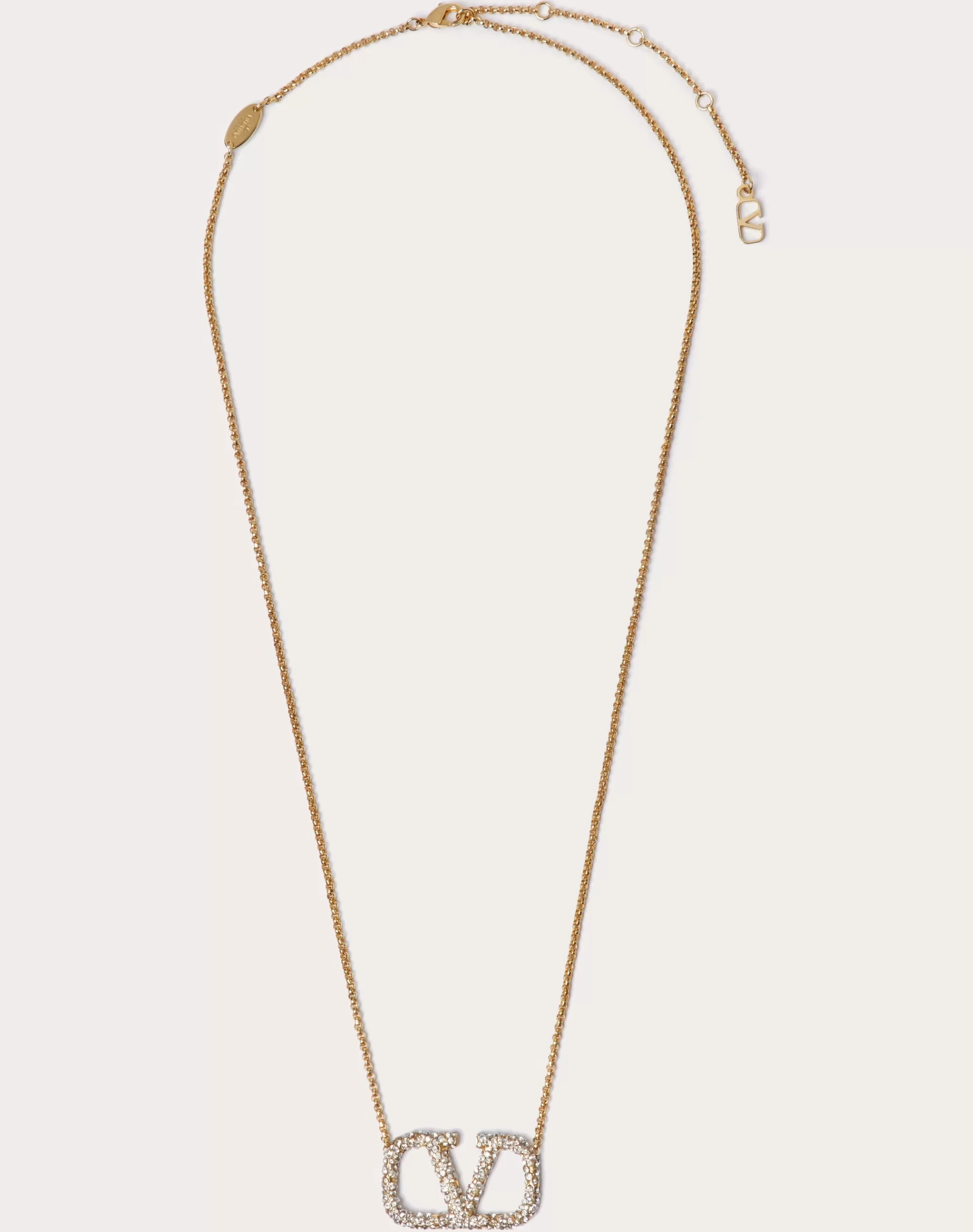 Valentino VLOGO SIGNATURE METAL AND SWAROVSKI® CRYSTAL NECKLACE Gold Cheap