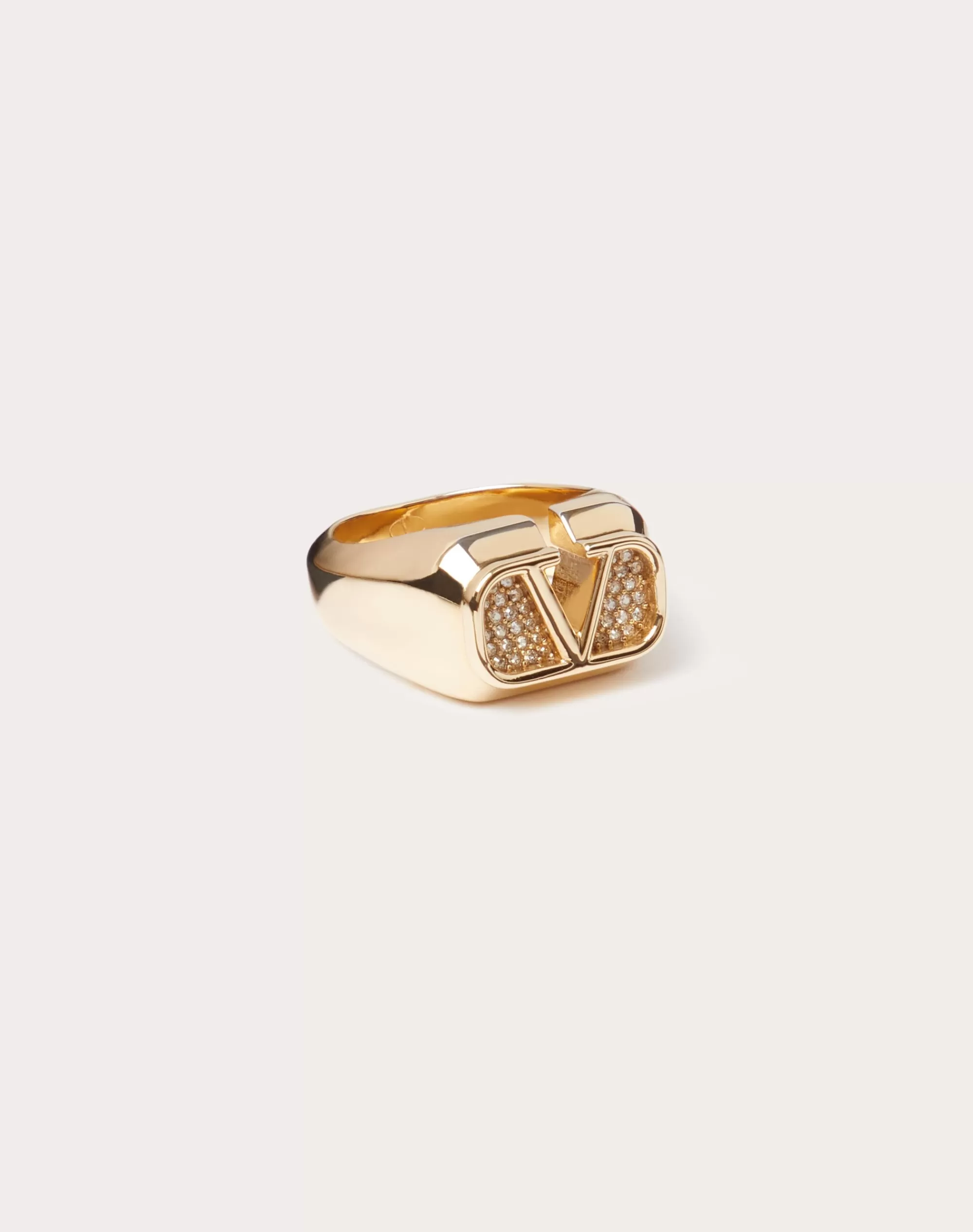 Valentino VLOGO SIGNATURE METAL AND SWAROVSKI® CRYSTAL RING Gold Hot