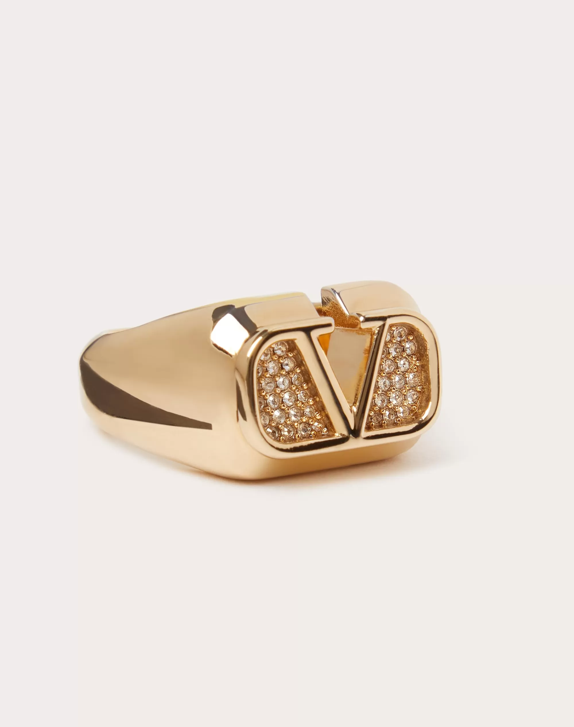 Valentino VLOGO SIGNATURE METAL AND SWAROVSKI® CRYSTAL RING Gold Hot