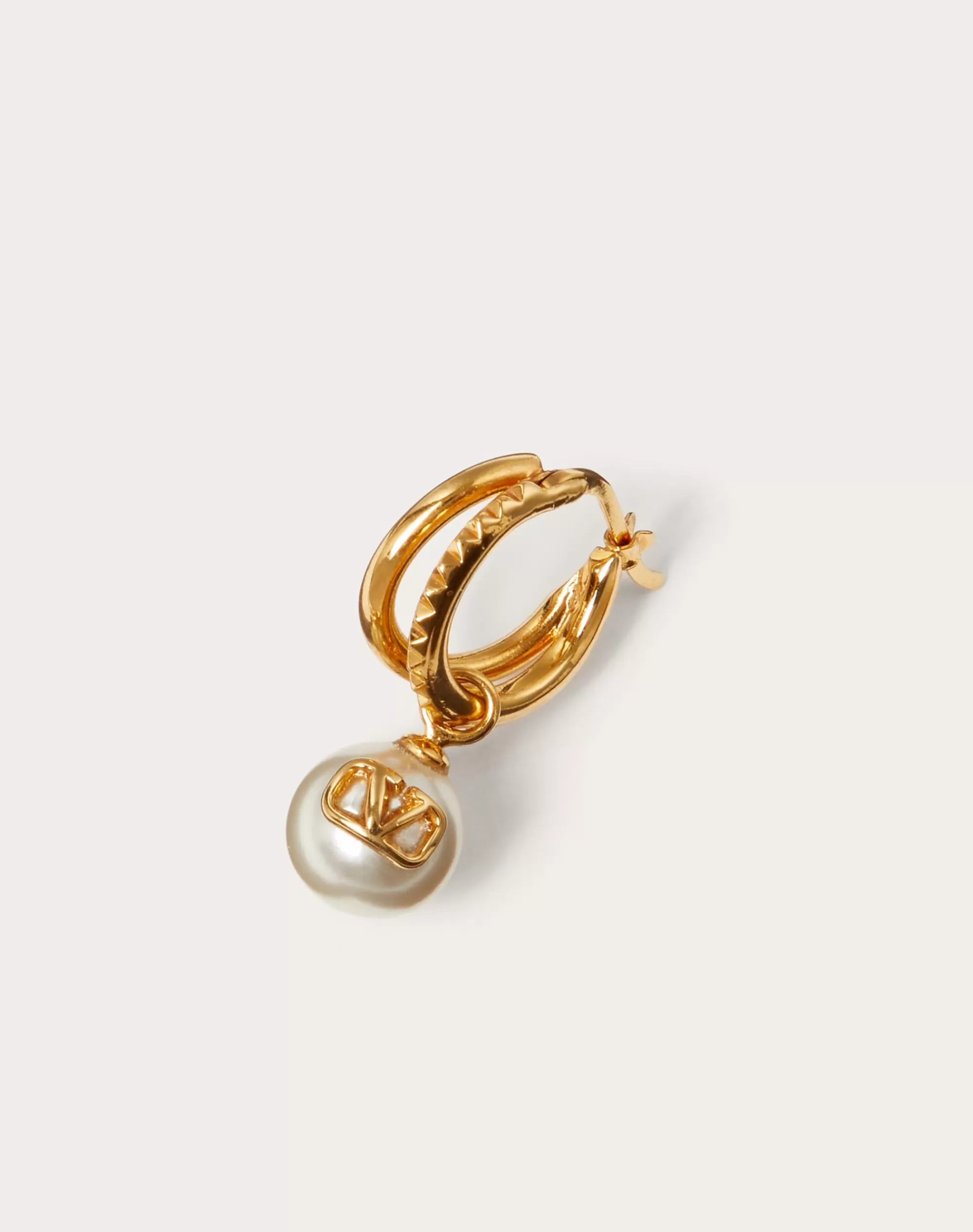 Valentino VLOGO SIGNATURE METAL EARRINGS WITH SWAROVSKI® PEARLS Gold Flash Sale