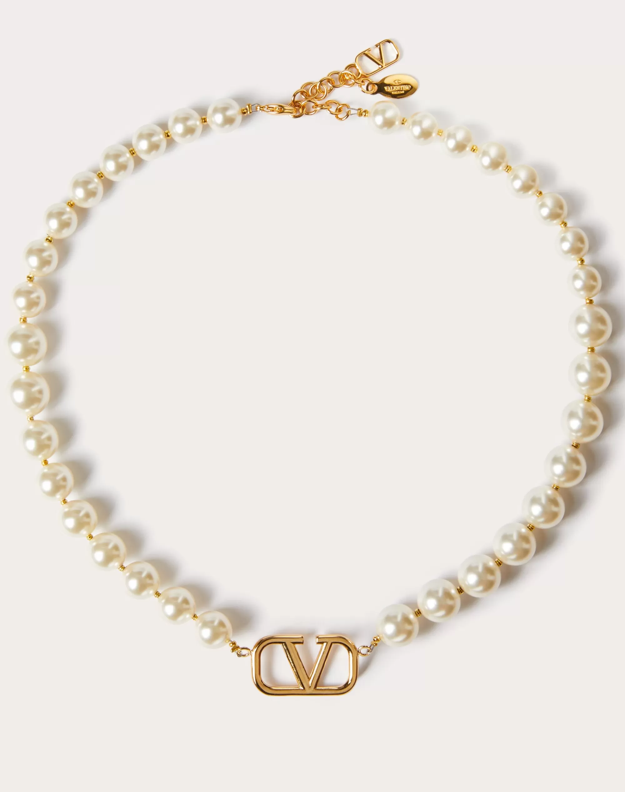 Valentino VLOGO SIGNATURE METAL NECKLACE WITH SWAROVSKI® PEARLS Gold Fashion