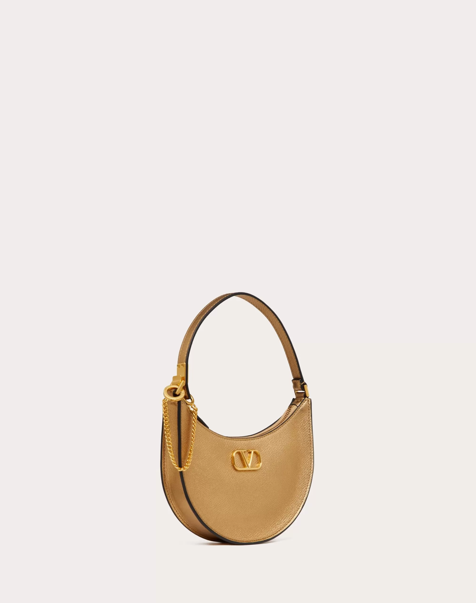 Valentino VLOGO SIGNATURE MINI HOBO BAG IN METALLIC GRAINY CALFSKIN AntiqueBrassDark Shop