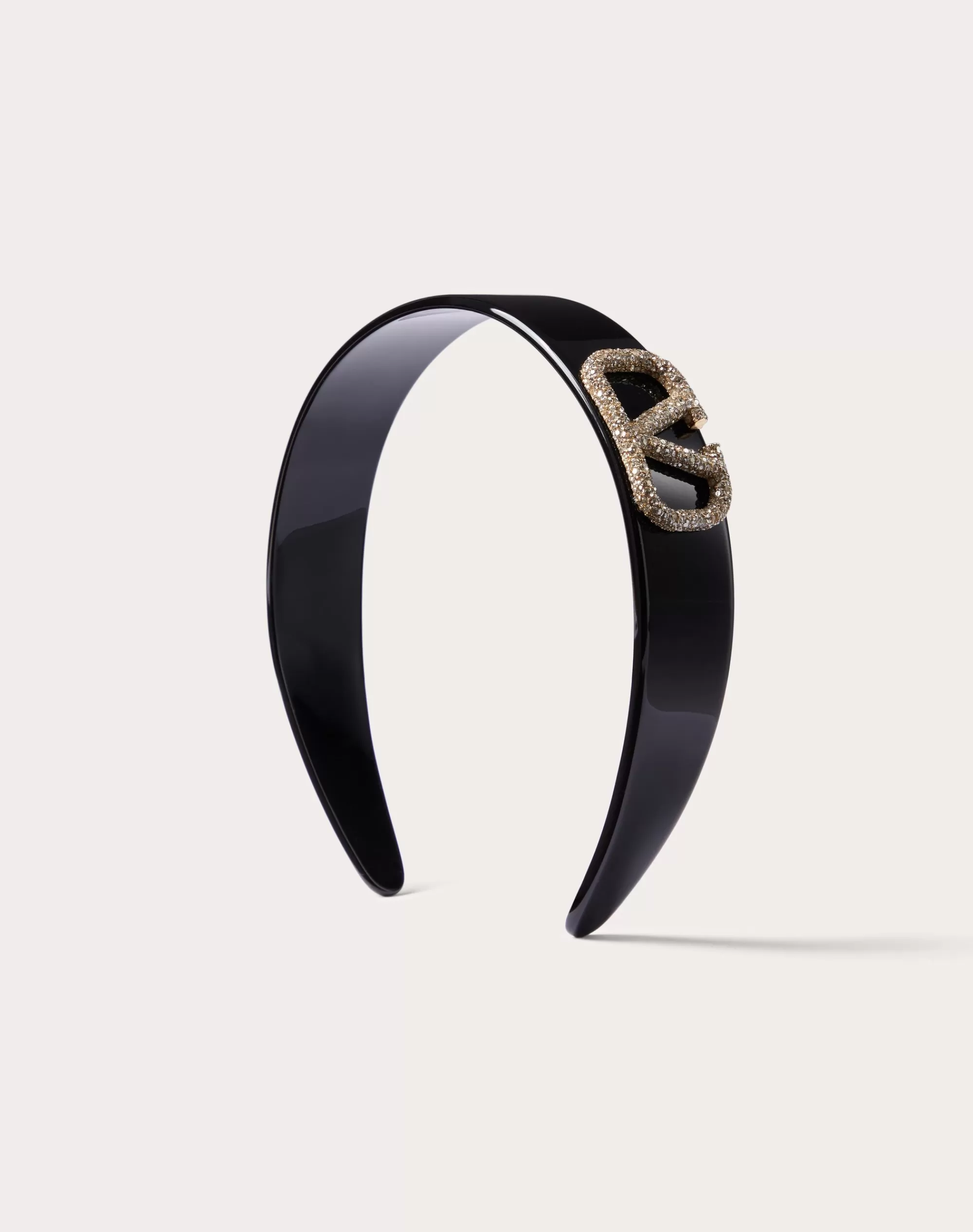 Valentino VLOGO SIGNATURE RESIN, METAL AND SWAROVSKI® CRYSTAL HAIRBAND Black/gold/crystal Store