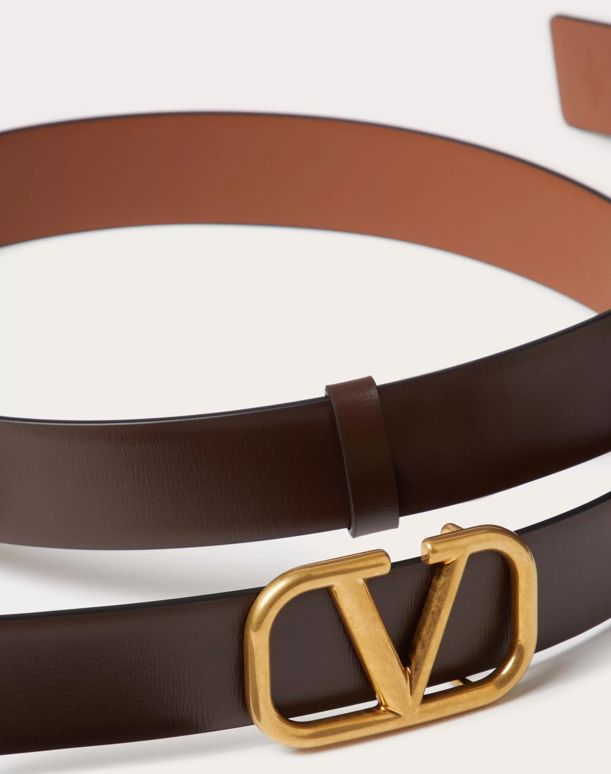 Valentino VLOGO SIGNATURE REVERSIBLE CALFSKIN BELT 30 MM Fondant/saddleBrown Fashion