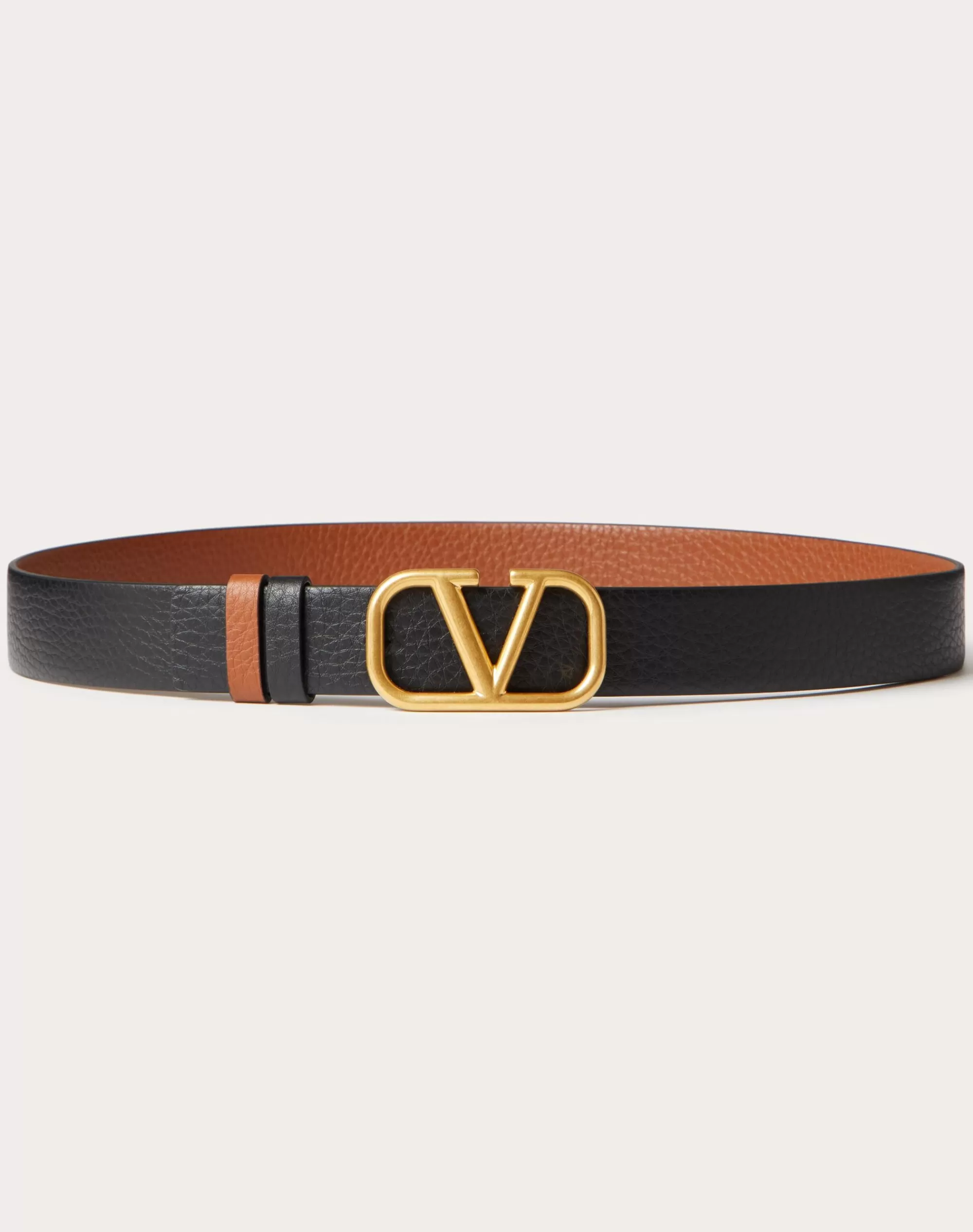 Valentino VLOGO SIGNATURE REVERSIBLE ELK-PRINT CALFSKIN BELT 30 MM SaddleBrown/black Hot