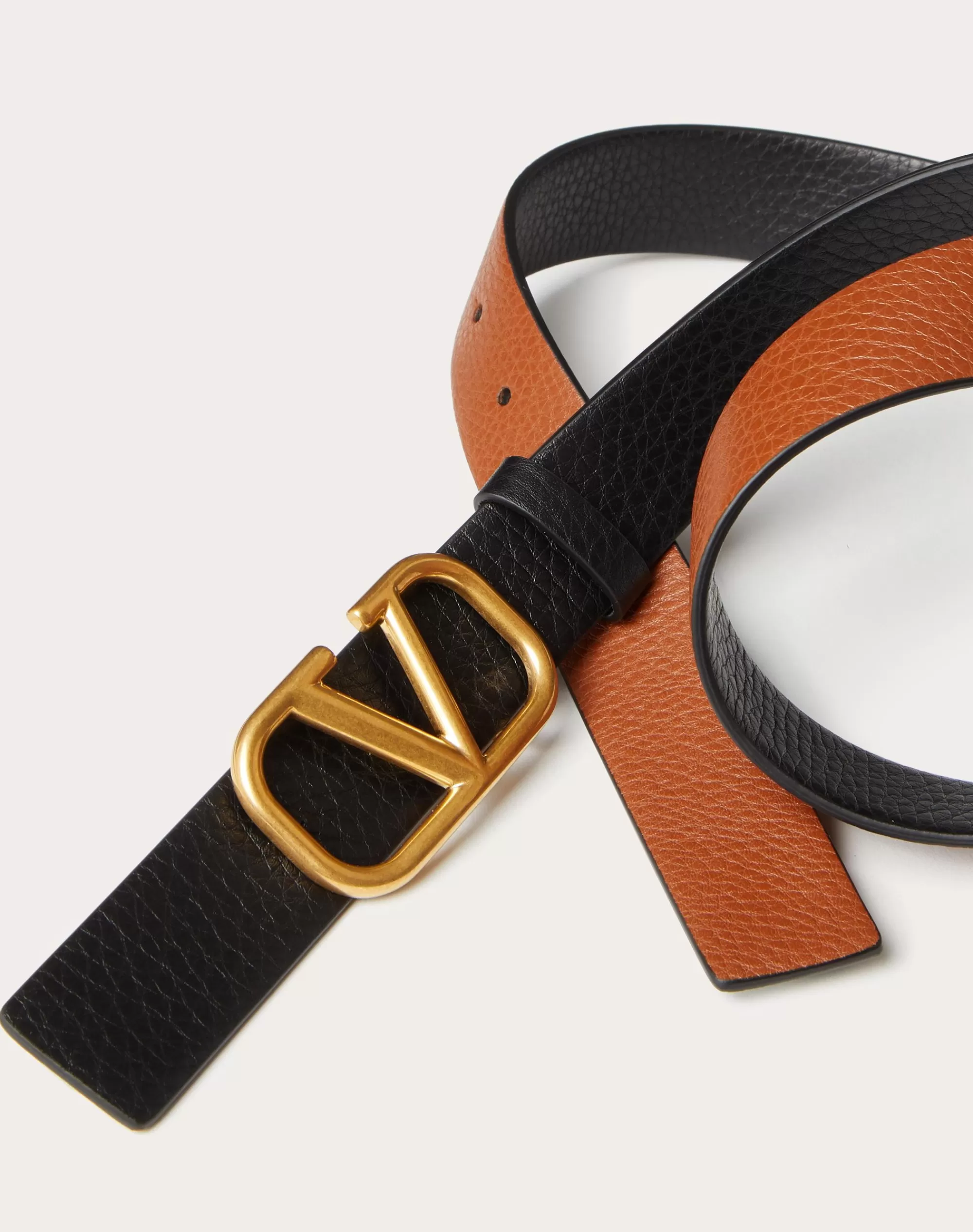 Valentino VLOGO SIGNATURE REVERSIBLE ELK-PRINT CALFSKIN BELT 30 MM SaddleBrown/black Hot